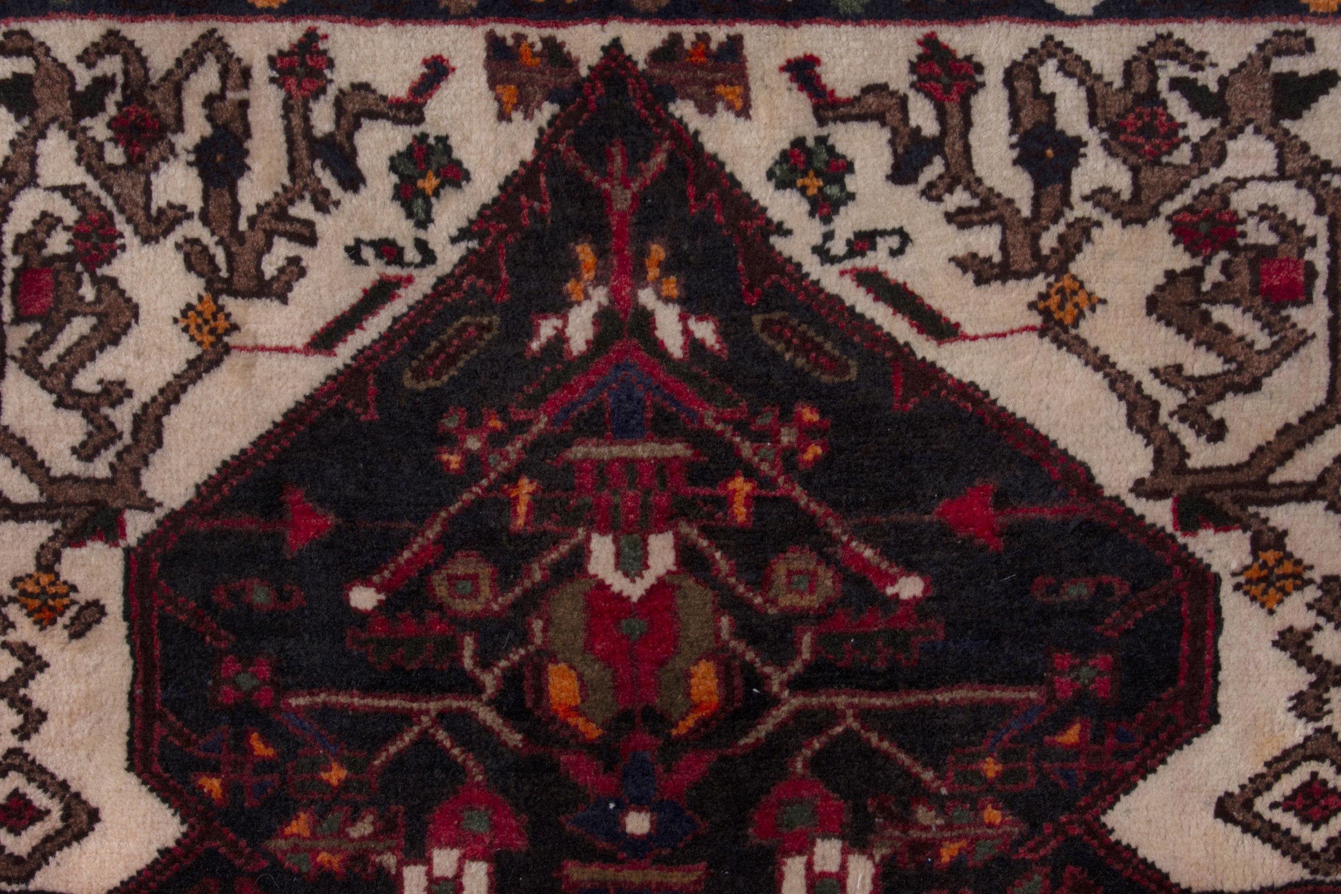 Persian Hamedan runner rug in burgundy and cream, view 14 of 18
