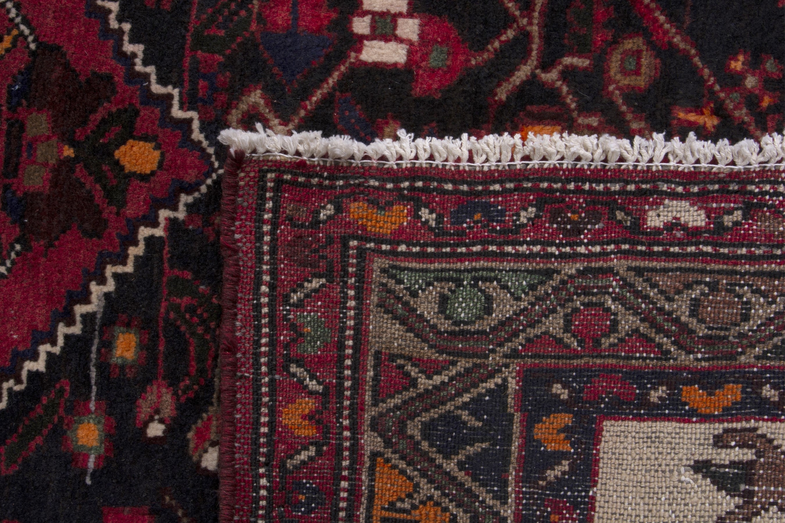Persian Hamedan runner rug in burgundy and cream, view 18 of 18