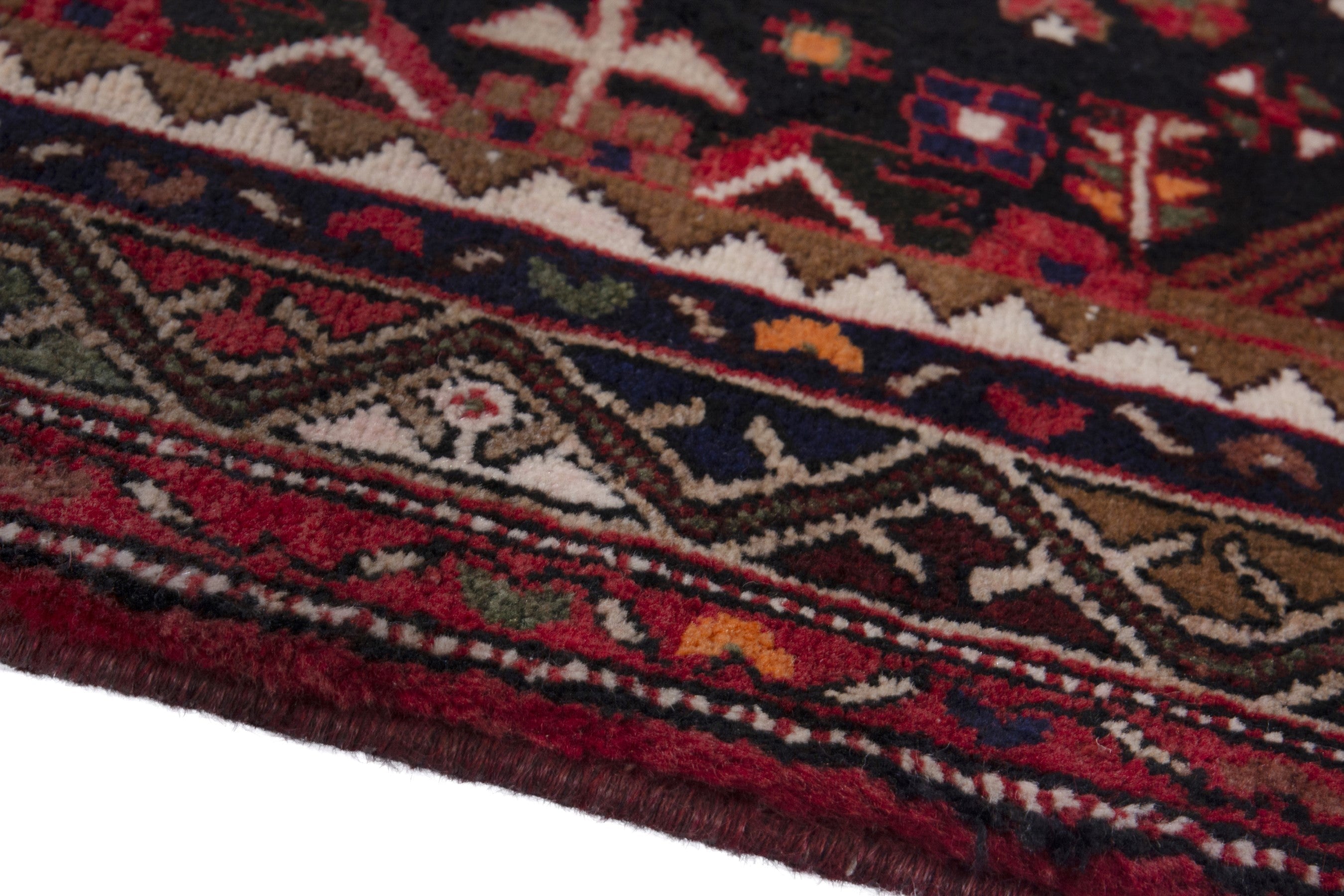 Persian Hamedan runner rug in burgundy and cream, view 8 of 18