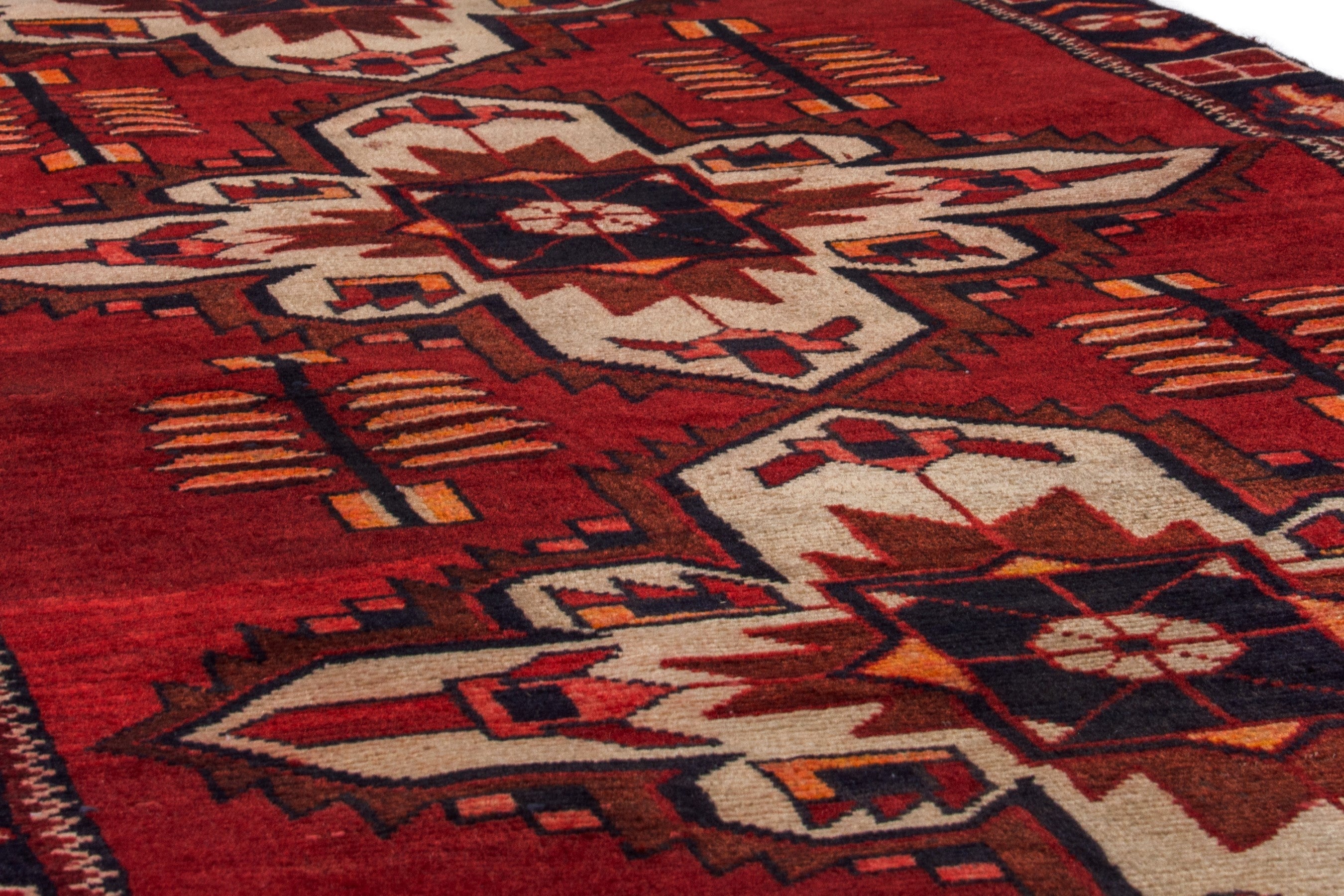 Persian Saveh runner rug in deep red and burgundy, view 10 of 17