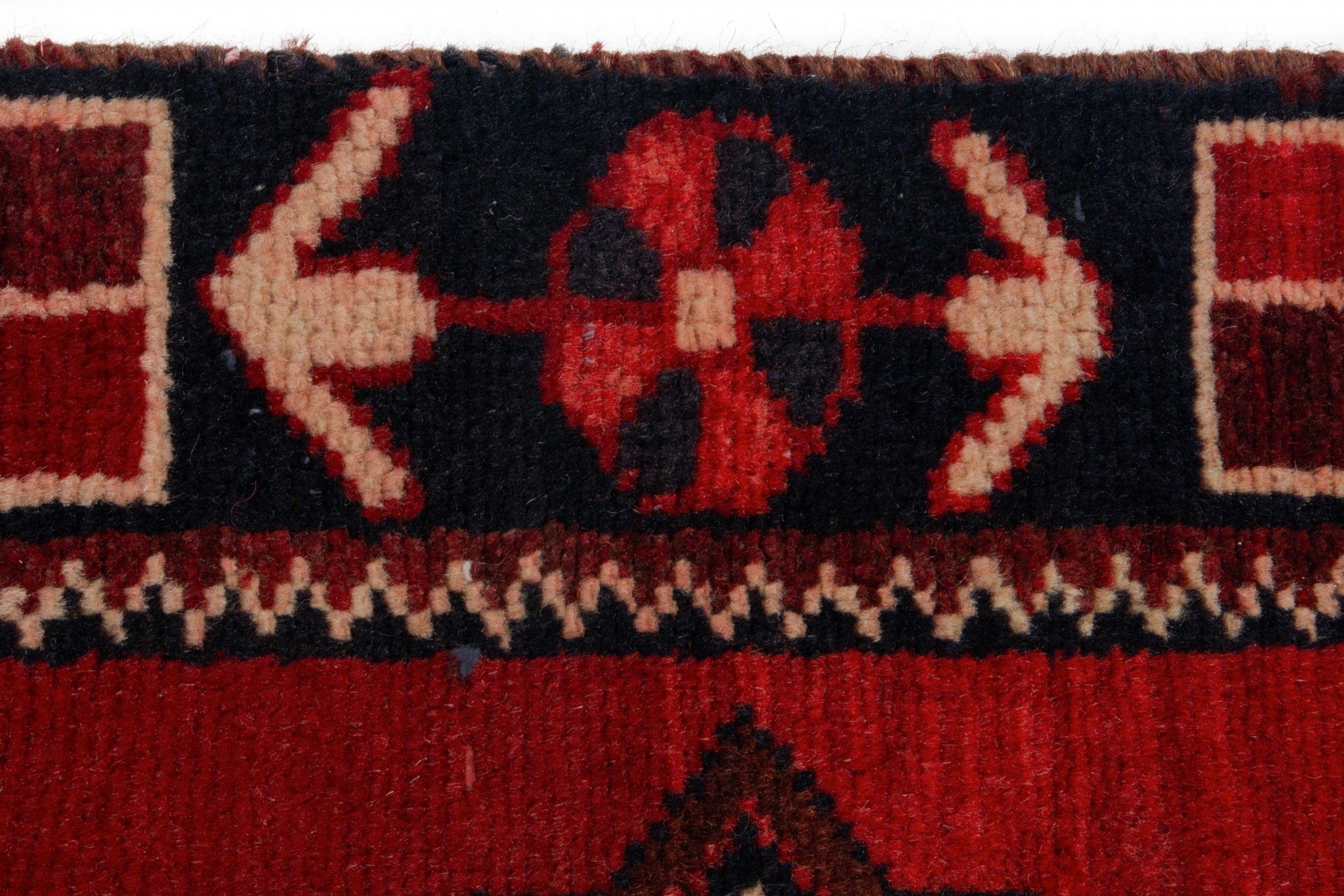 Persian Saveh runner rug in deep red and burgundy, view 11 of 17