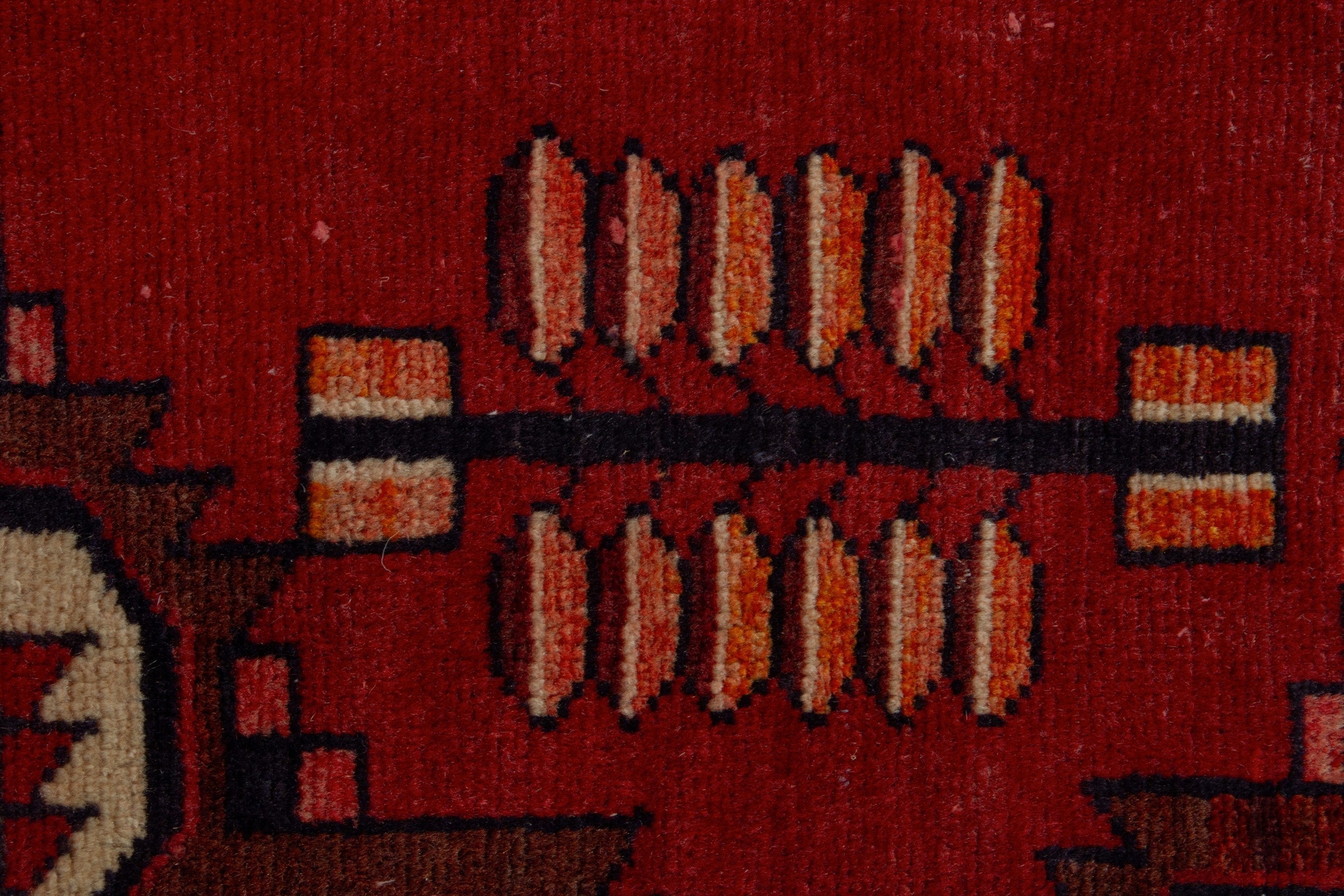 Persian Saveh runner rug in deep red and burgundy, view 12 of 17