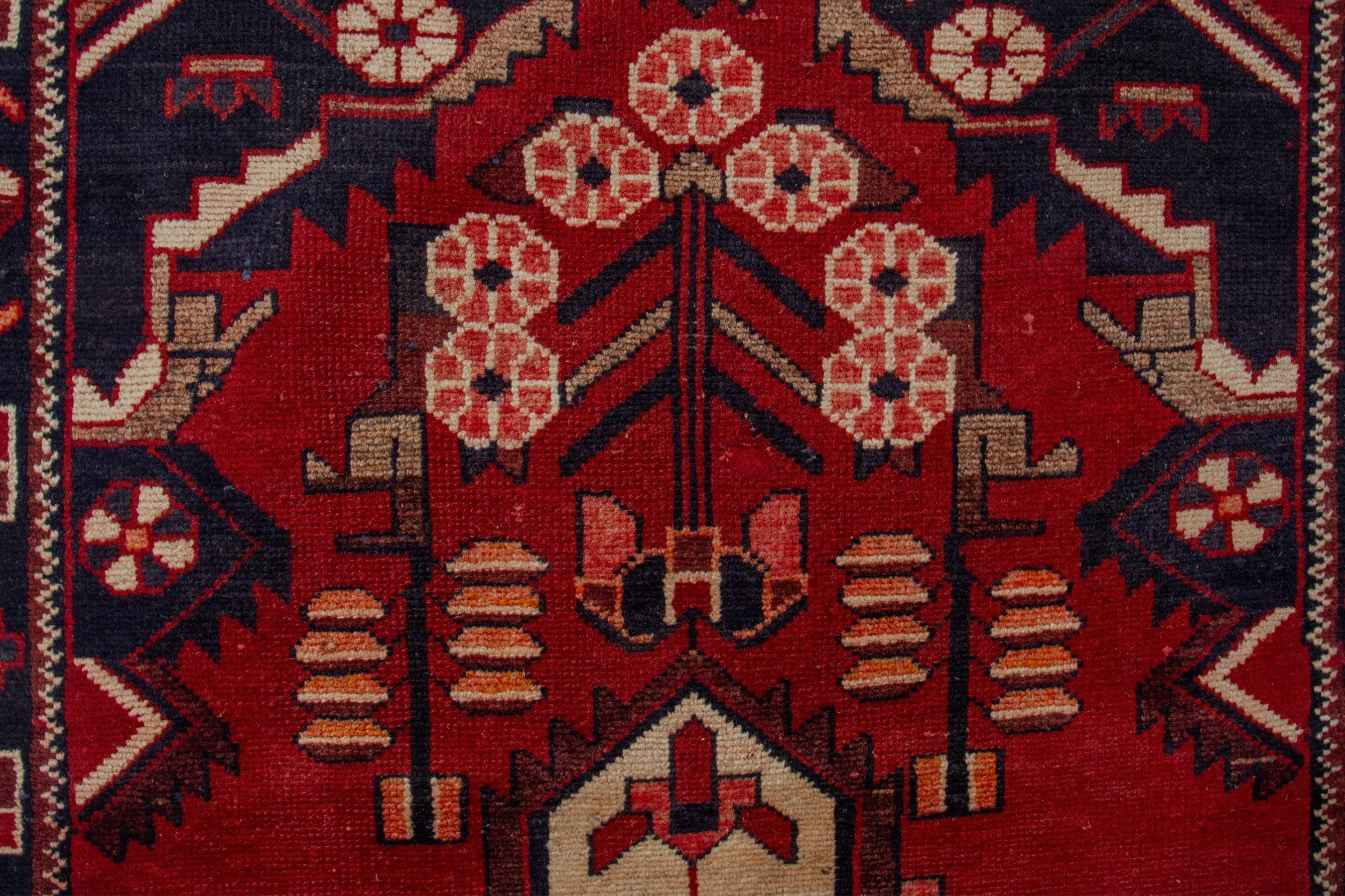Persian Saveh runner rug in deep red and burgundy, view 13 of 17