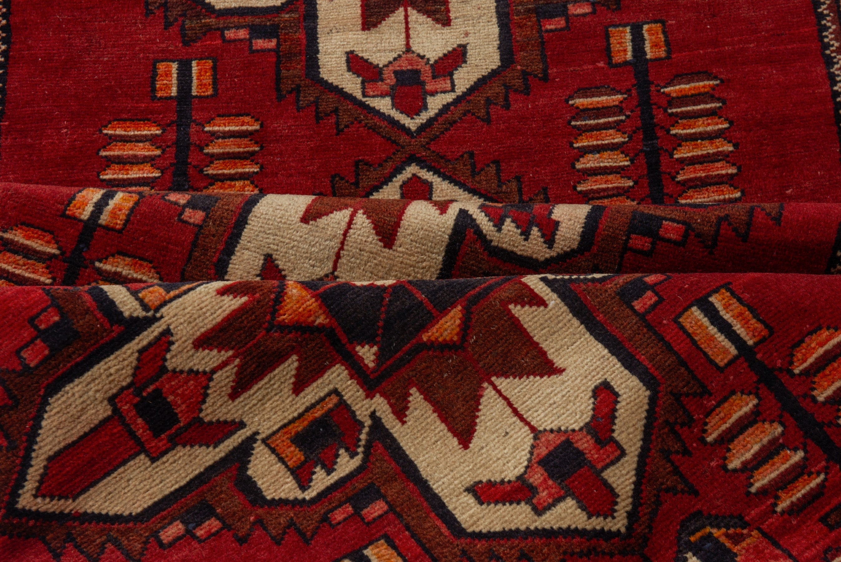 Persian Saveh runner rug in deep red and burgundy, view 14 of 17