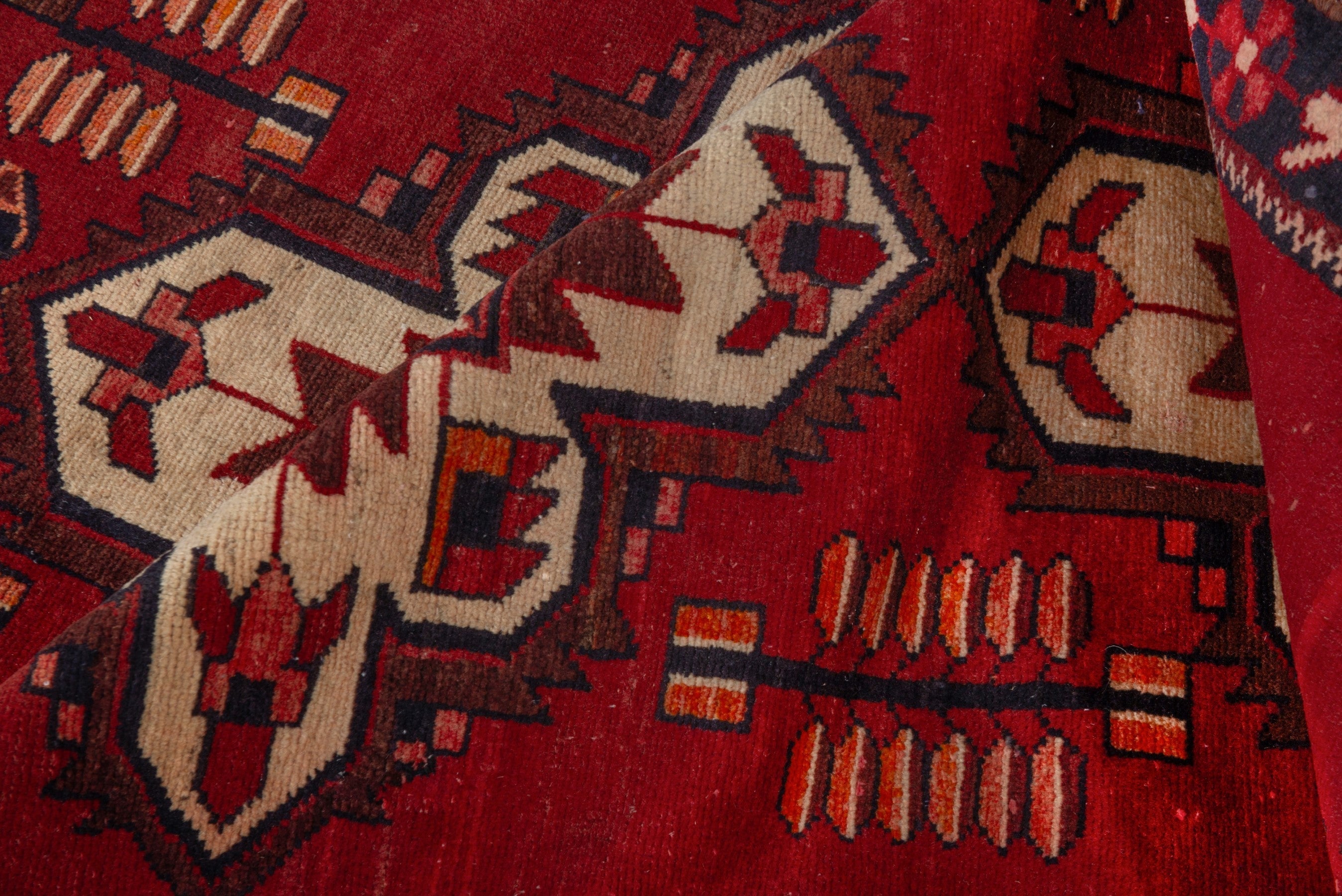 Persian Saveh runner rug in deep red and burgundy, view 16 of 17
