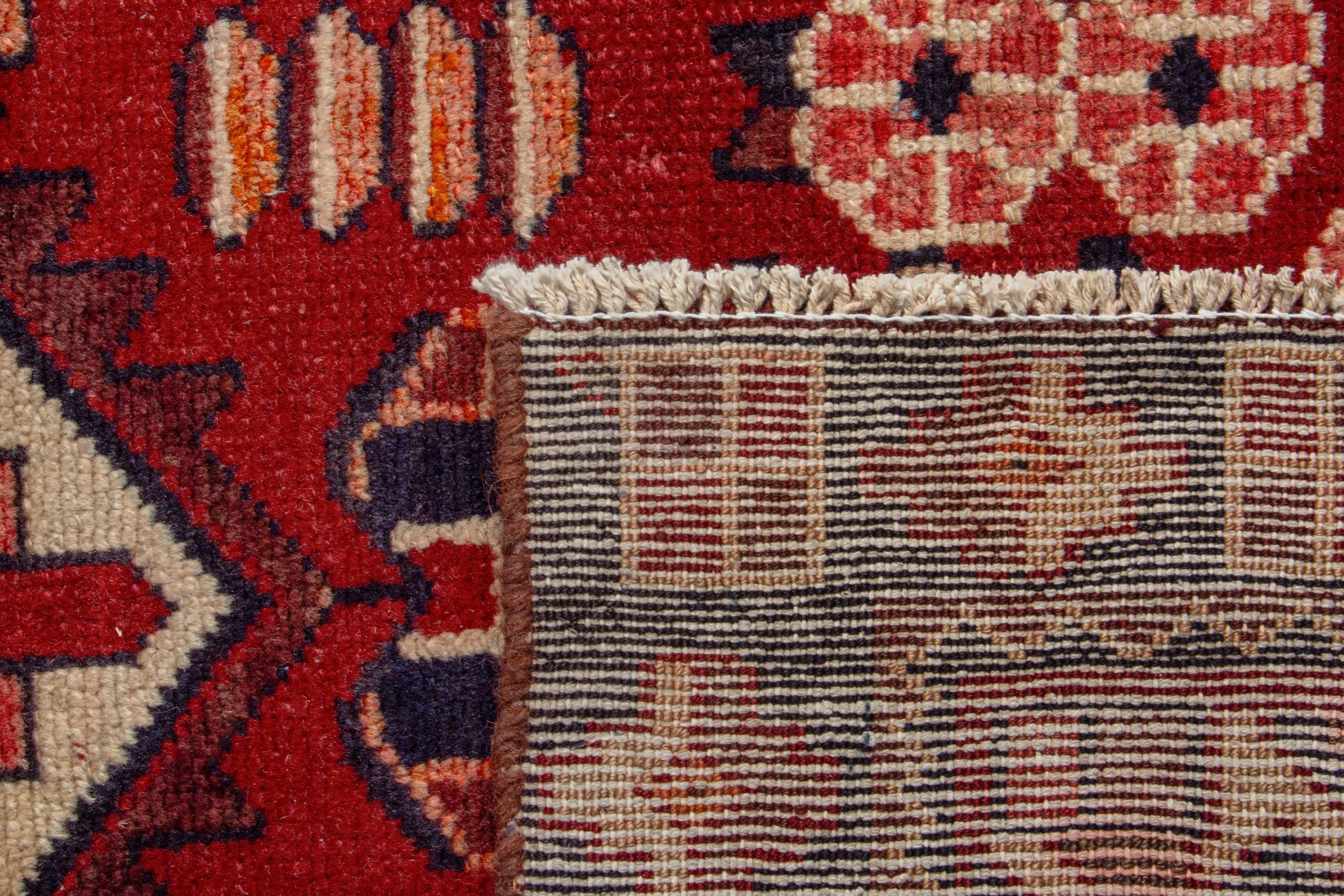 Persian Saveh runner rug in deep red and burgundy, view 17 of 17