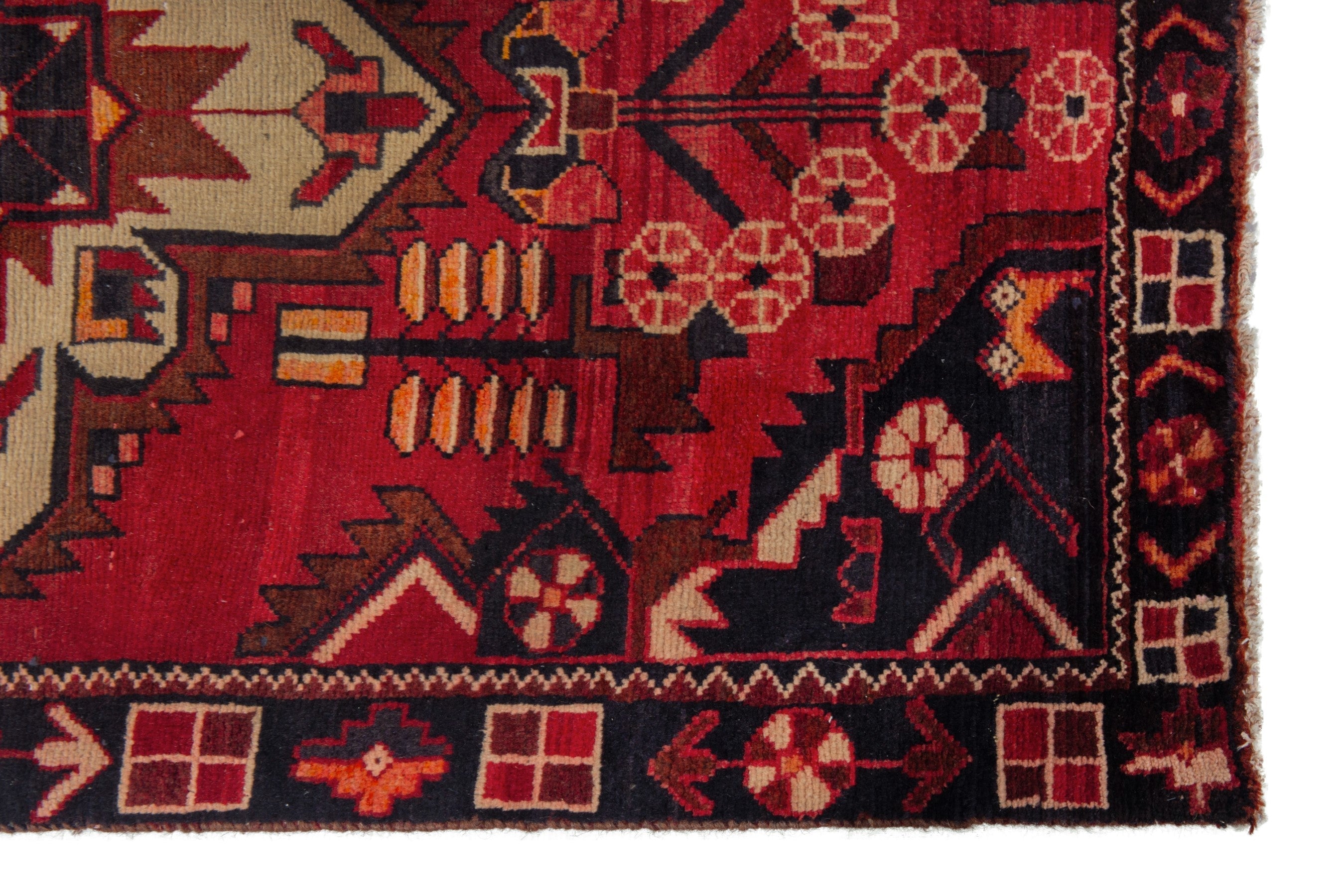 Persian Saveh runner rug in deep red and burgundy, view 5 of 17