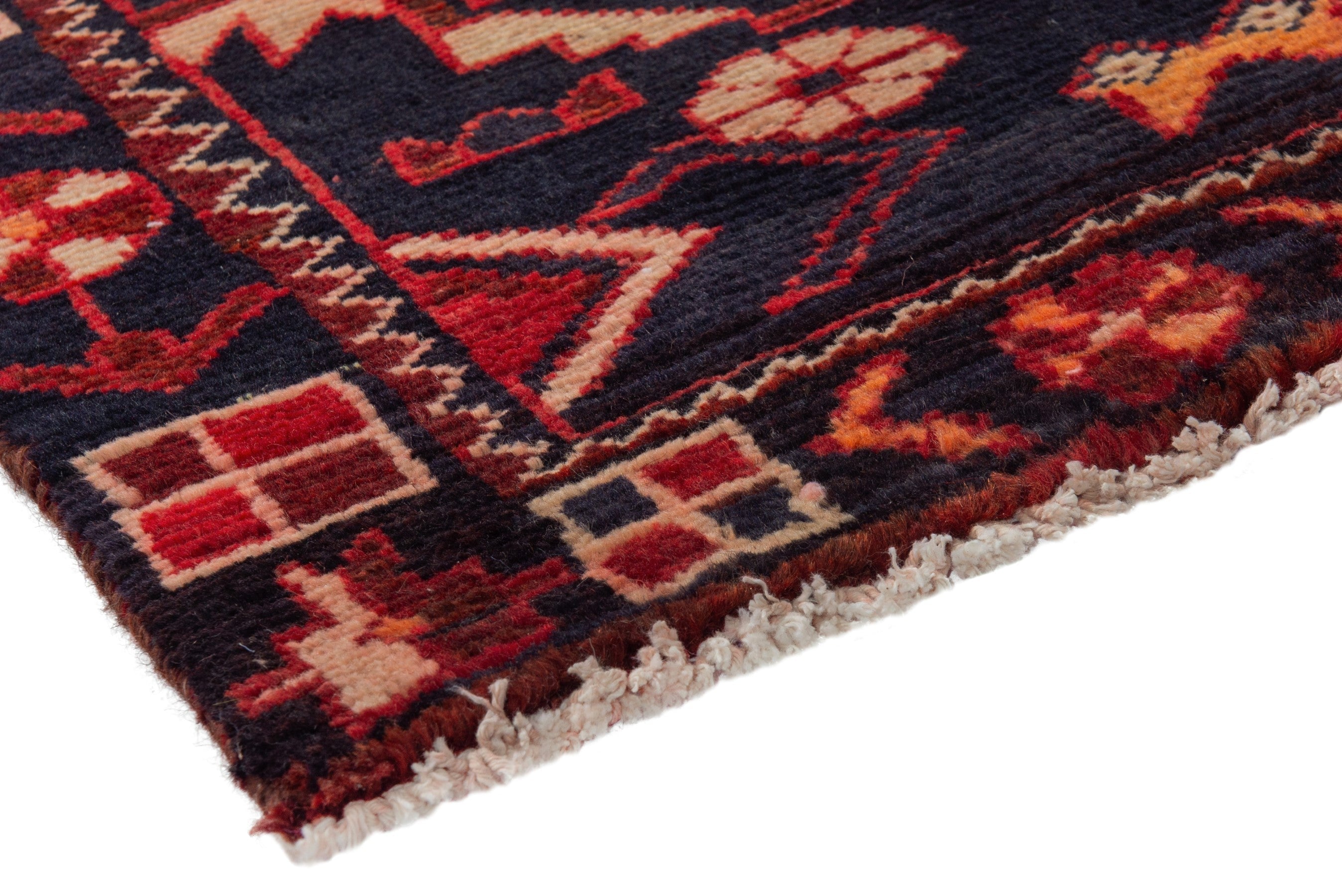 Persian Saveh runner rug in deep red and burgundy, view 4 of 17