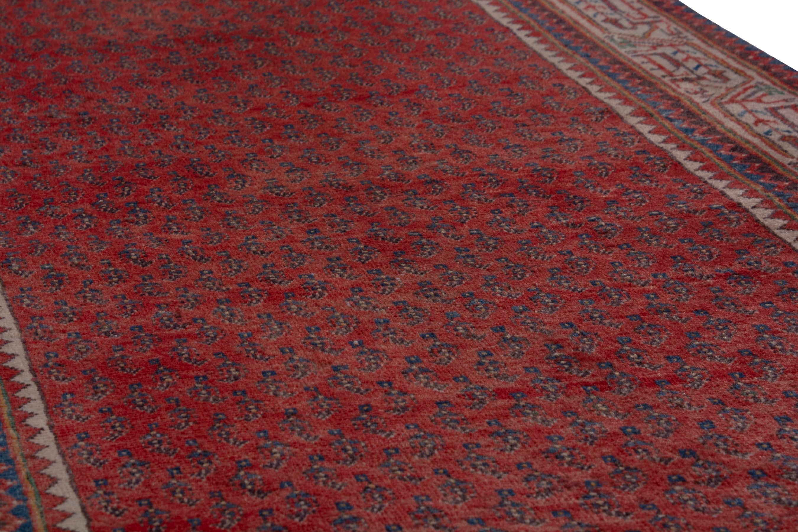 Persian Botteh runner rug in deep red and greige, view 10 of 17
