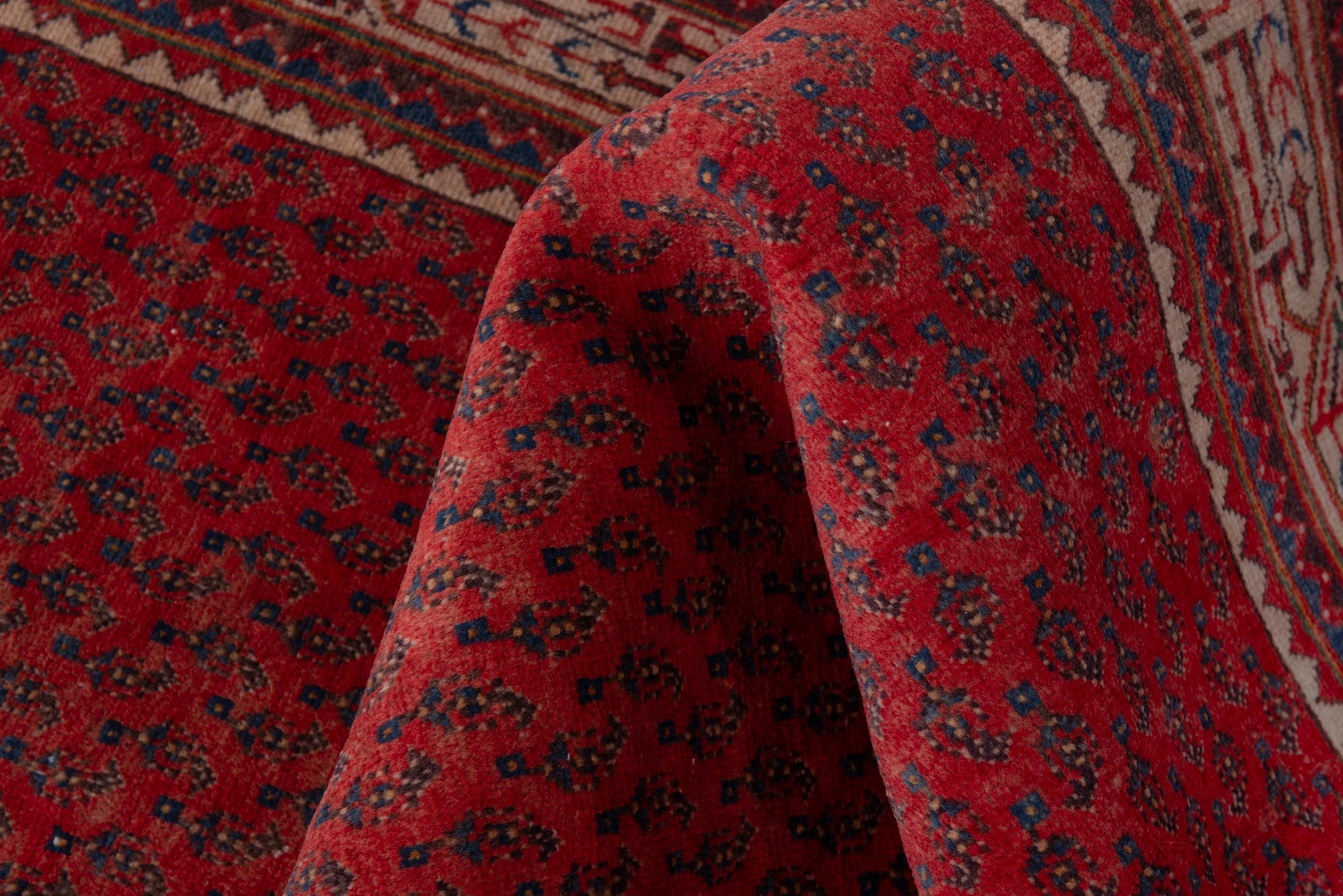 Persian Botteh runner rug in deep red and greige, view 14 of 17