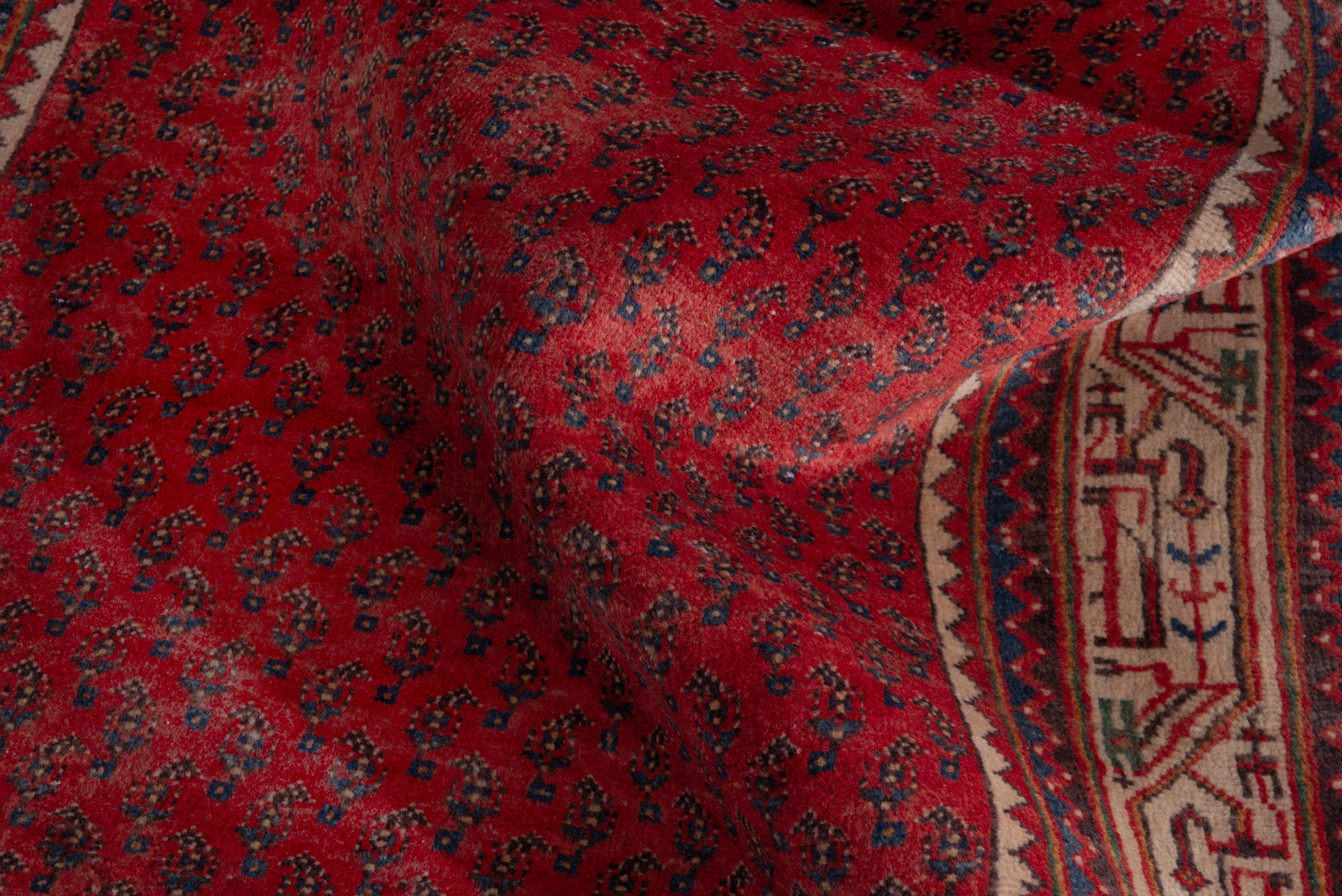 Persian Botteh runner rug in deep red and greige, view 16 of 17