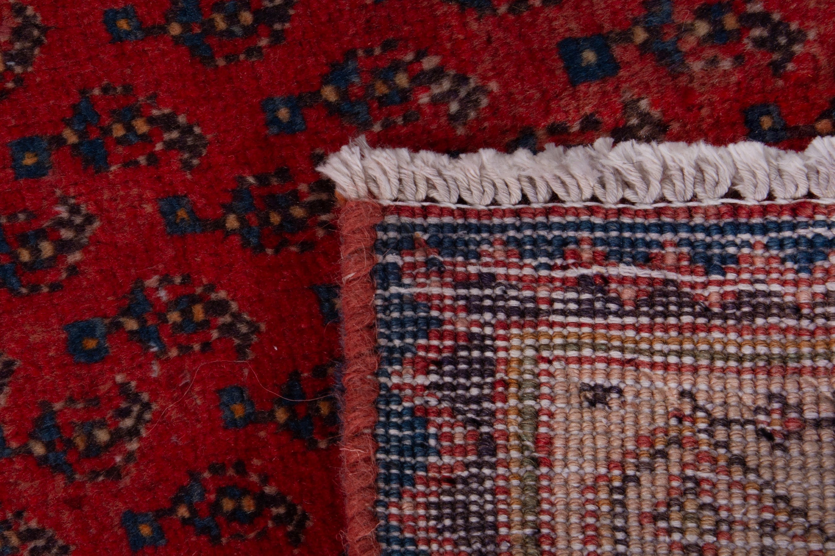 Persian Botteh runner rug in deep red and greige, view 17 of 17