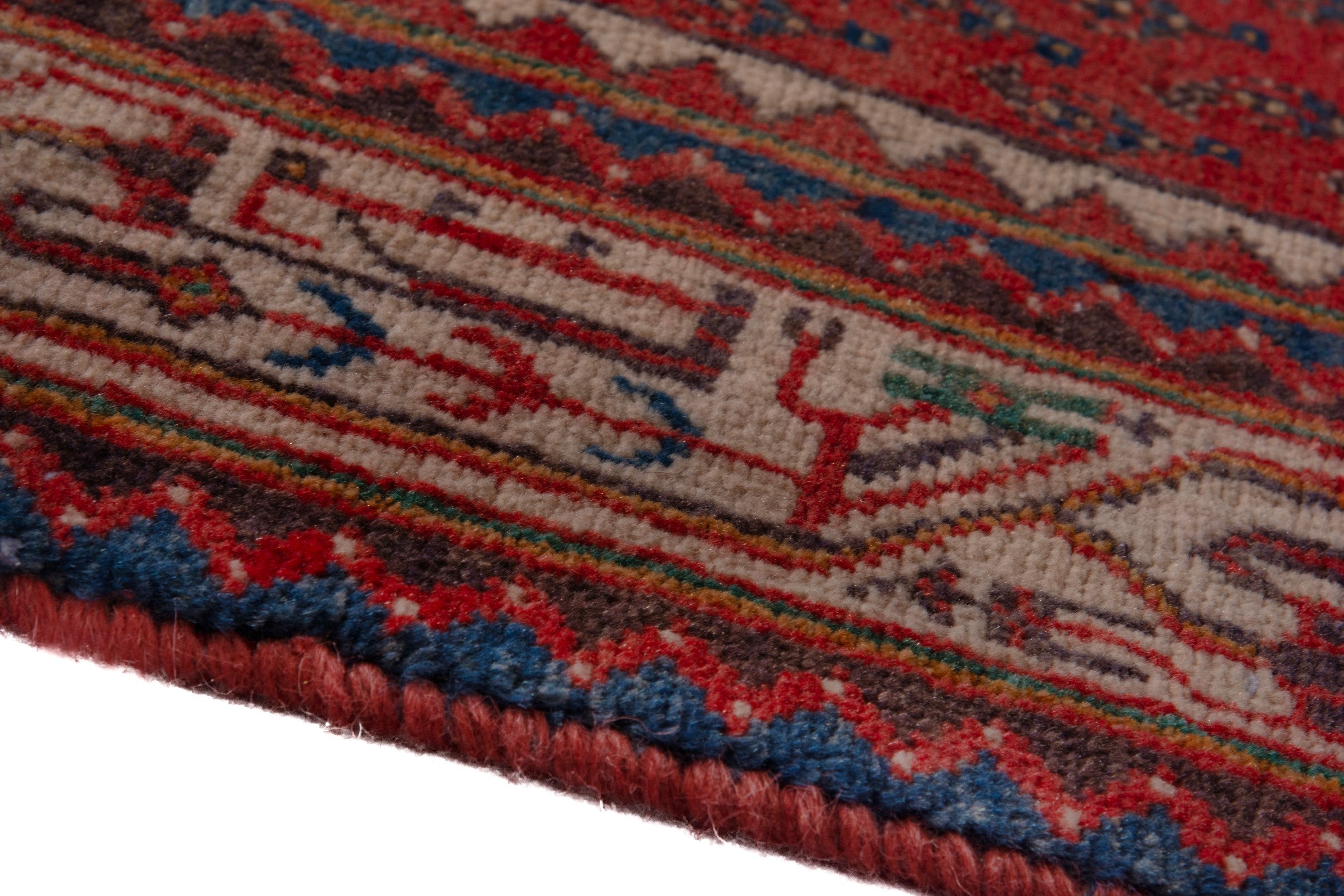 Persian Botteh runner rug in deep red and greige, view 8 of 17