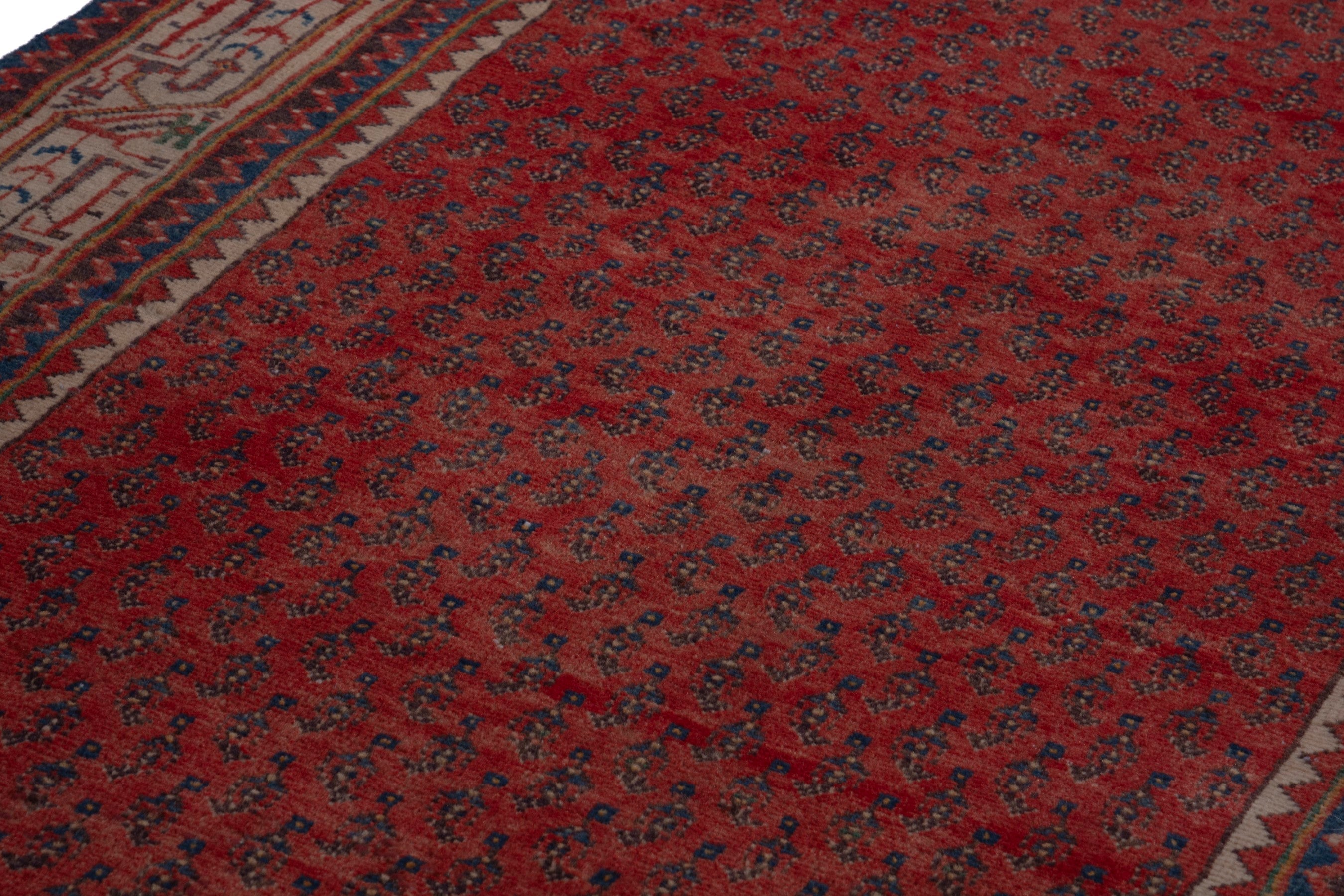 Persian Botteh runner rug in deep red and greige, view 9 of 17