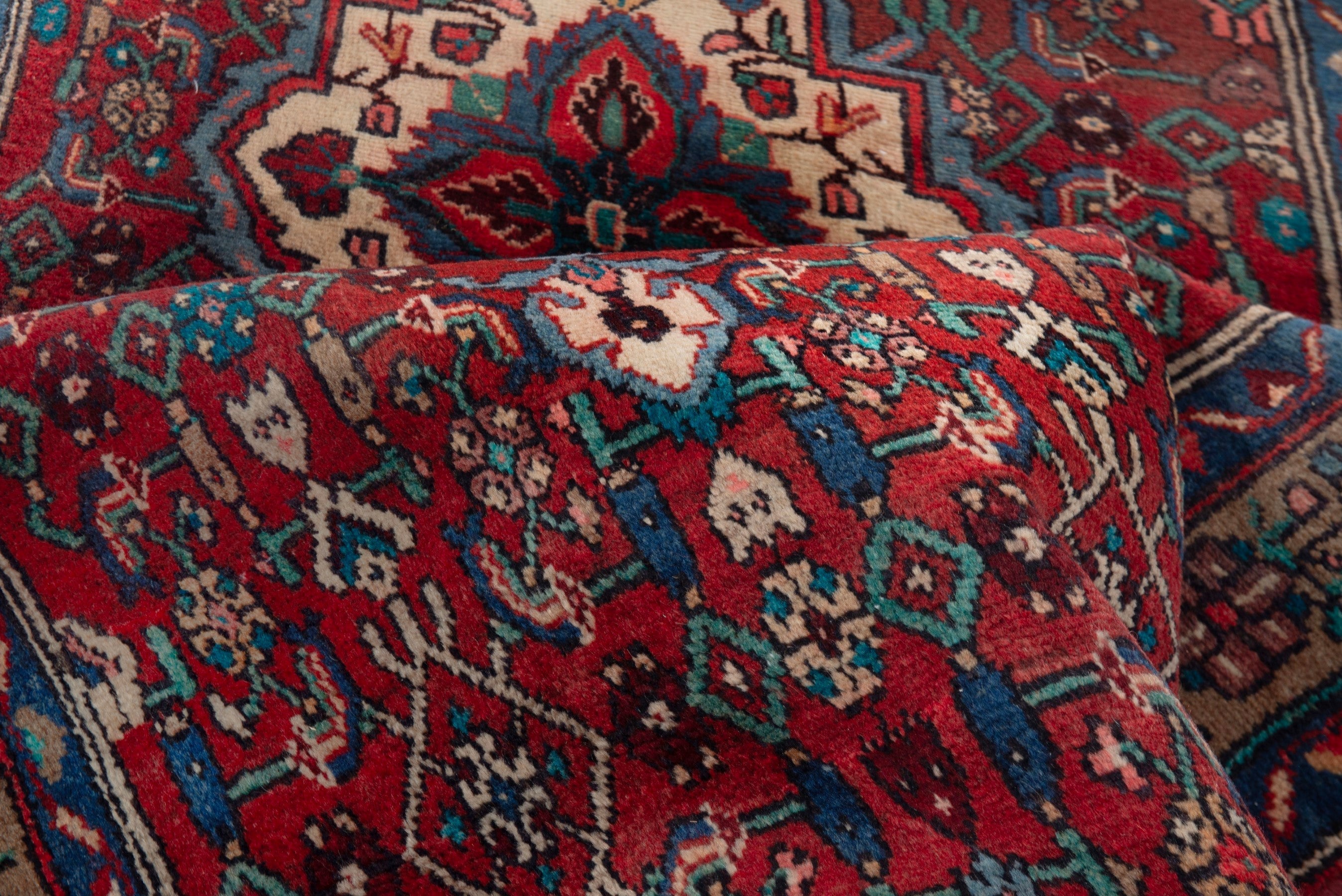 Persian Hamedan runner rug in deep red and navy, view 14 of 17