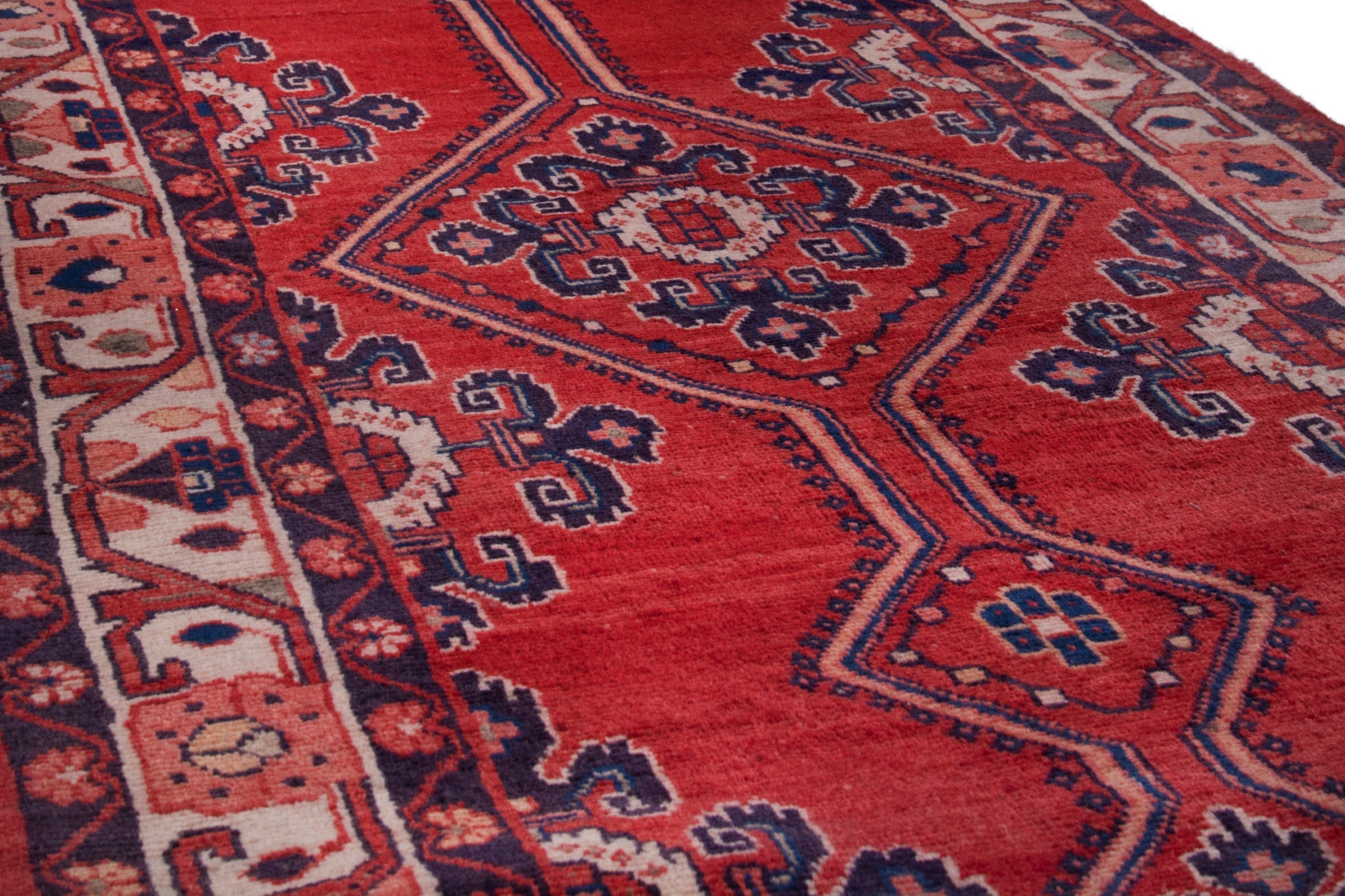 Persian Mahal runner rug in deep red and burgundy, view 10 of 19