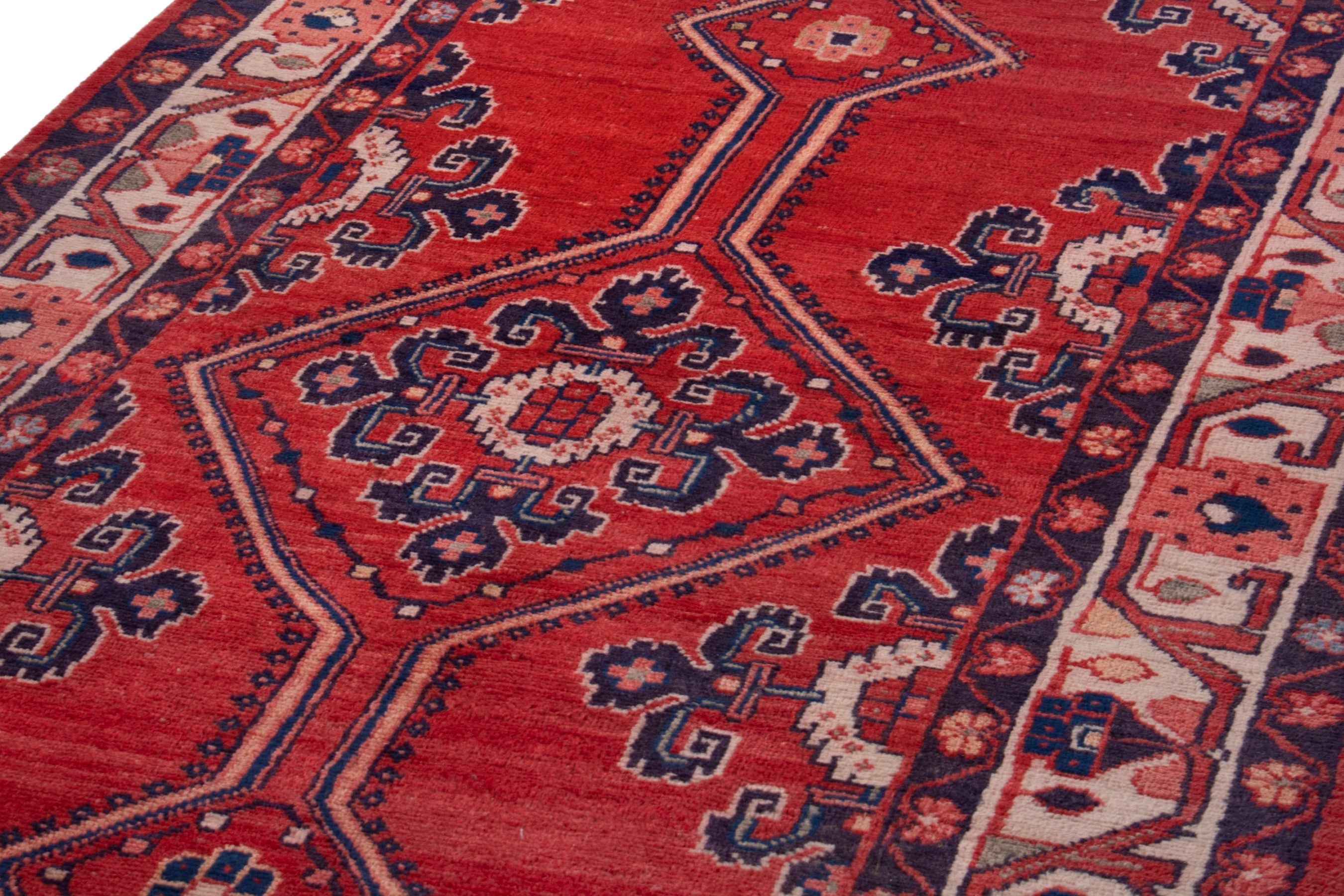 Persian Mahal runner rug in deep red and burgundy, view 9 of 19