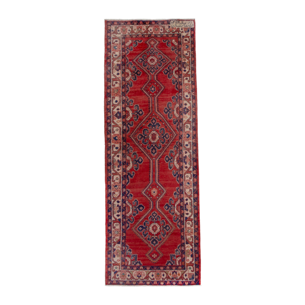Persian Mahal runner rug in deep red and burgundy, 3'5" x 10'3"