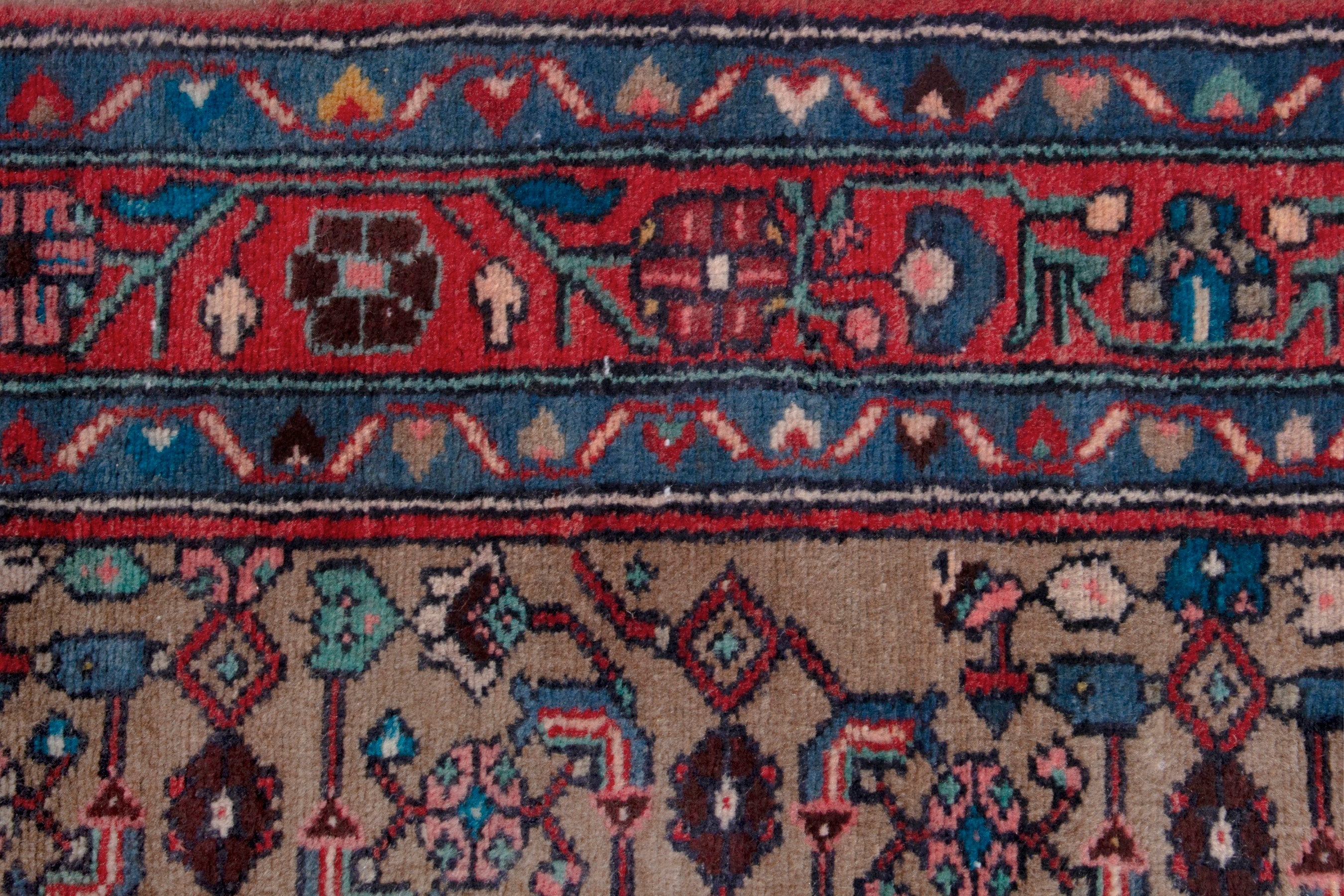 Persian Hamedan runner rug in taupe and faded red, view 11 of 18