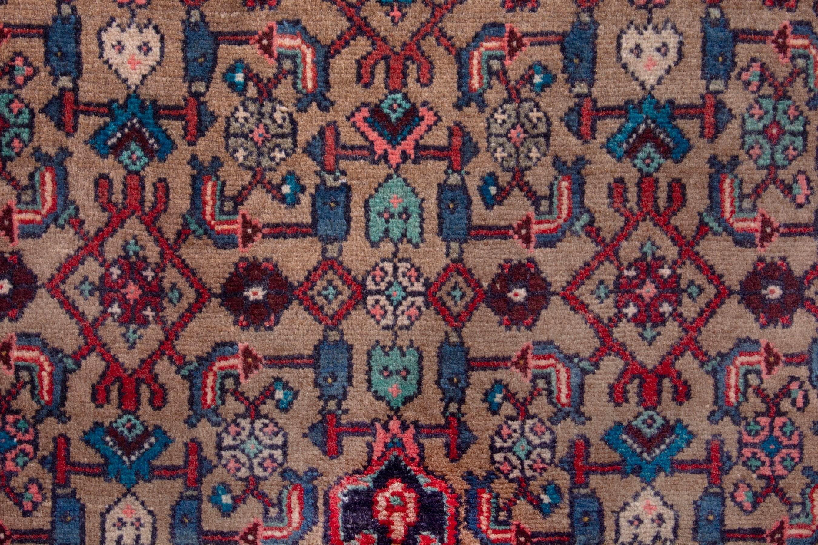Persian Hamedan runner rug in taupe and faded red, view 12 of 18
