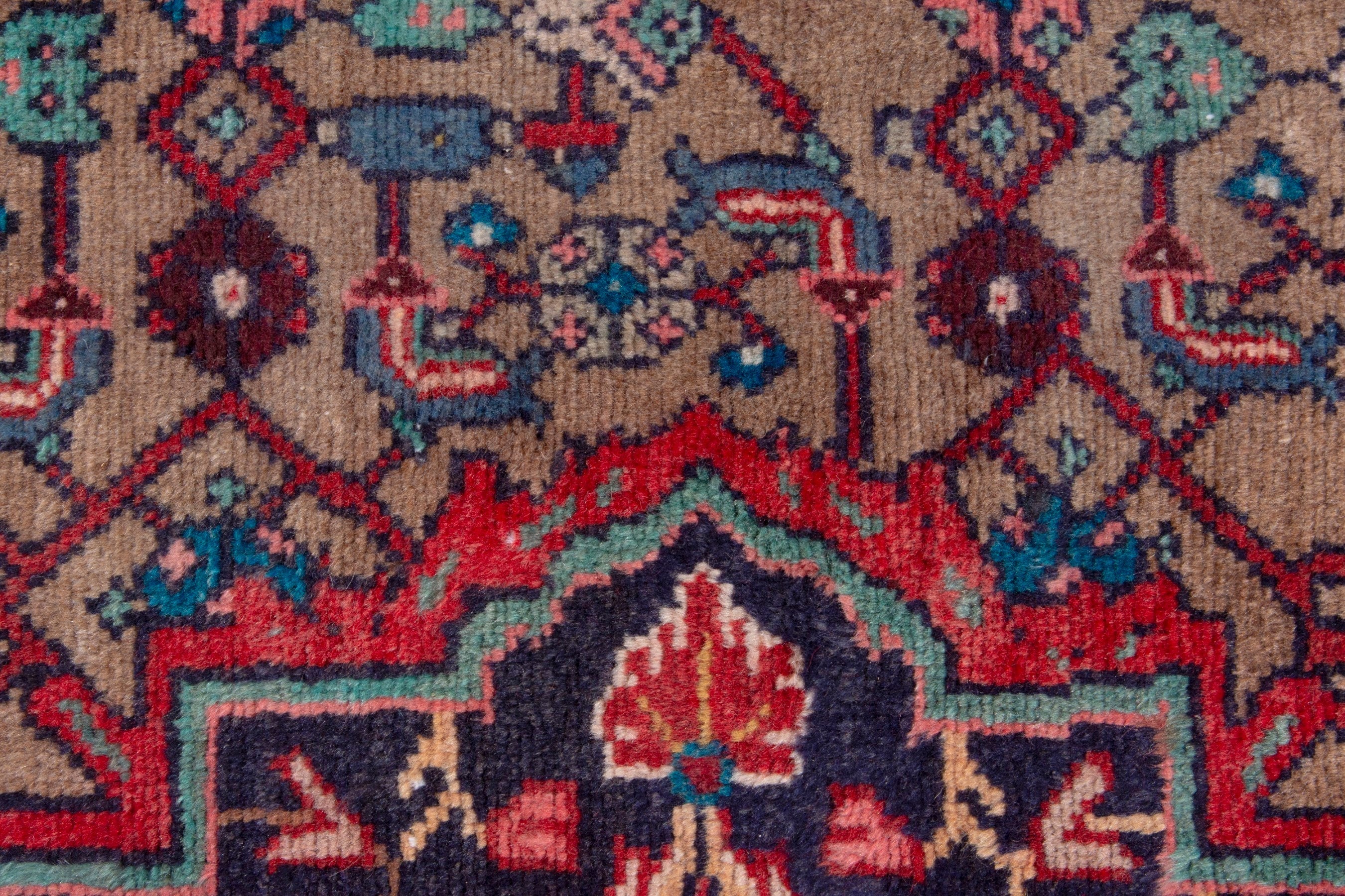 Persian Hamedan runner rug in taupe and faded red, view 13 of 18