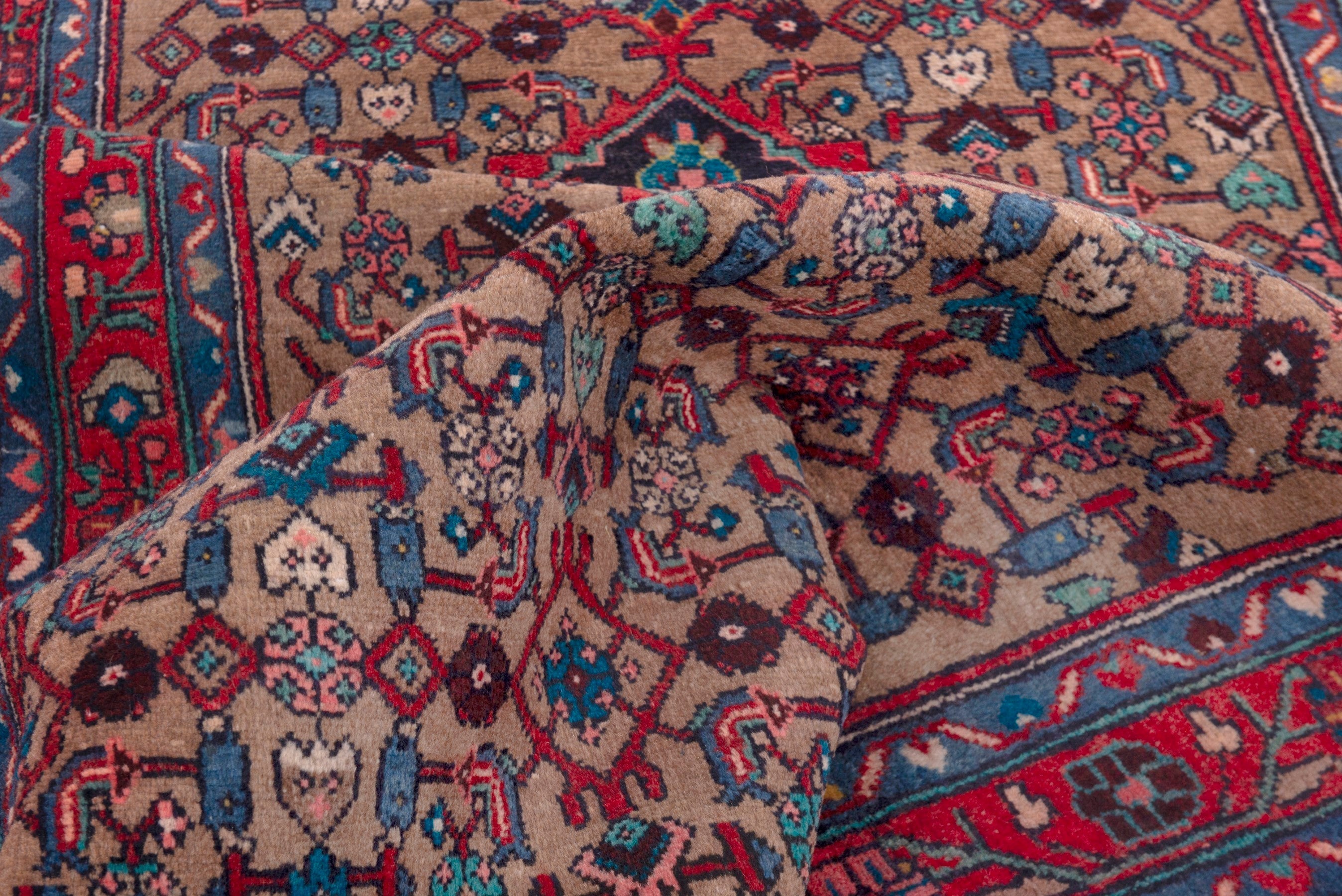 Persian Hamedan runner rug in taupe and faded red, view 14 of 18