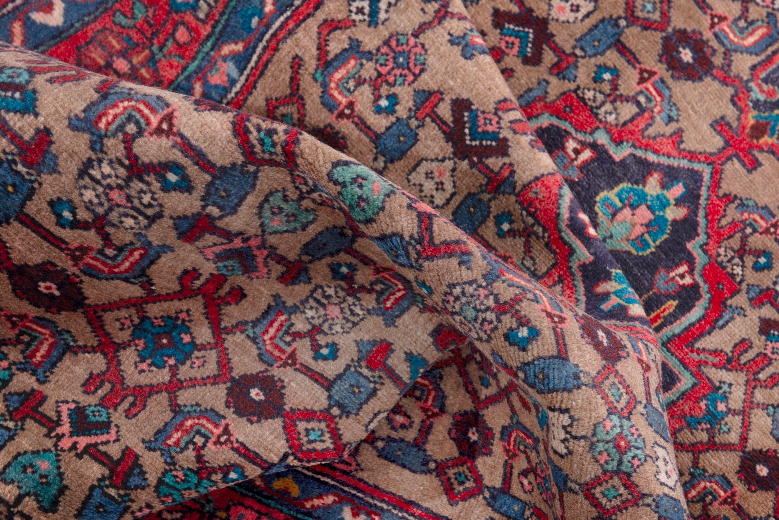 Persian Hamedan runner rug in taupe and faded red, view 15 of 18