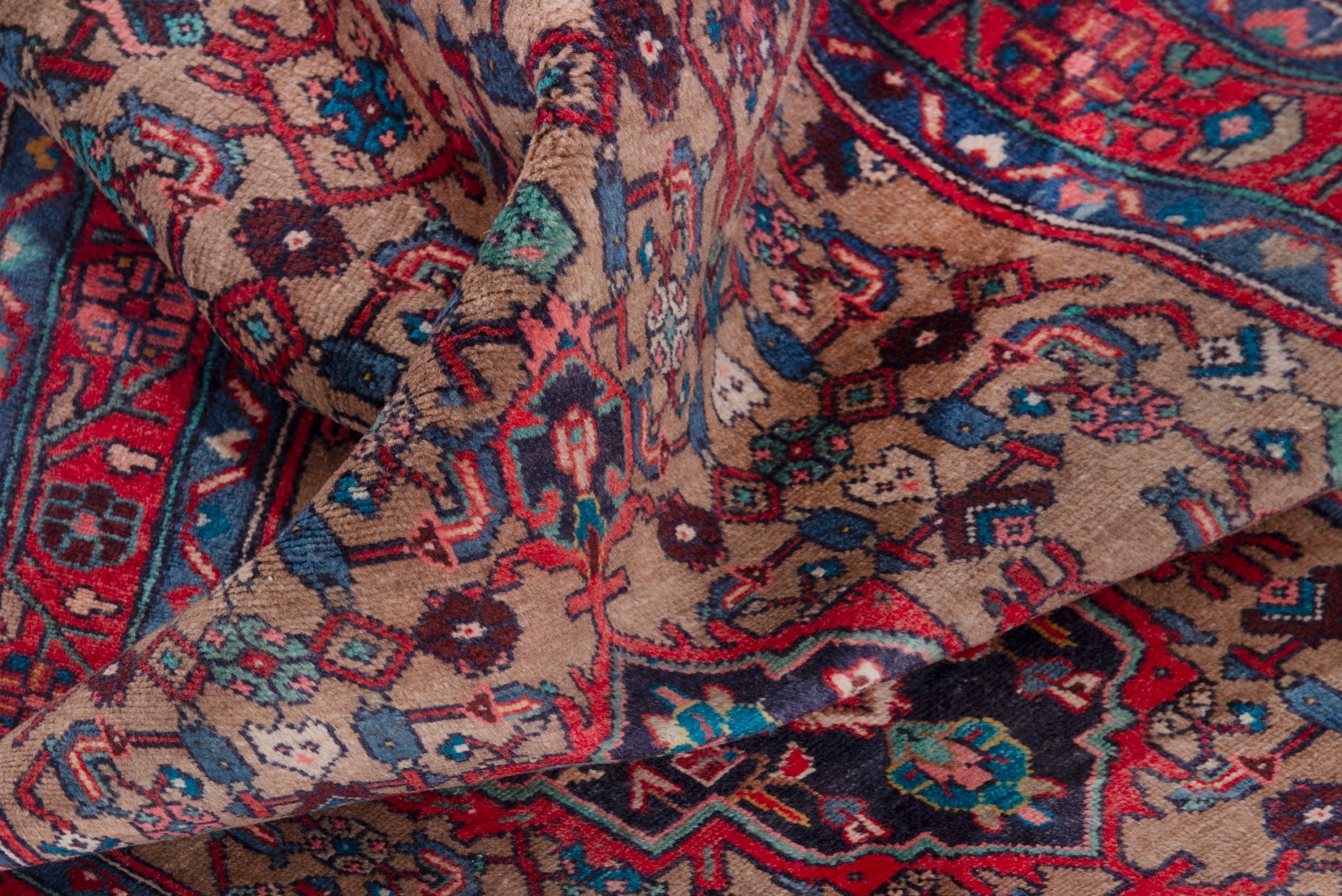 Persian Hamedan runner rug in taupe and faded red, view 16 of 18