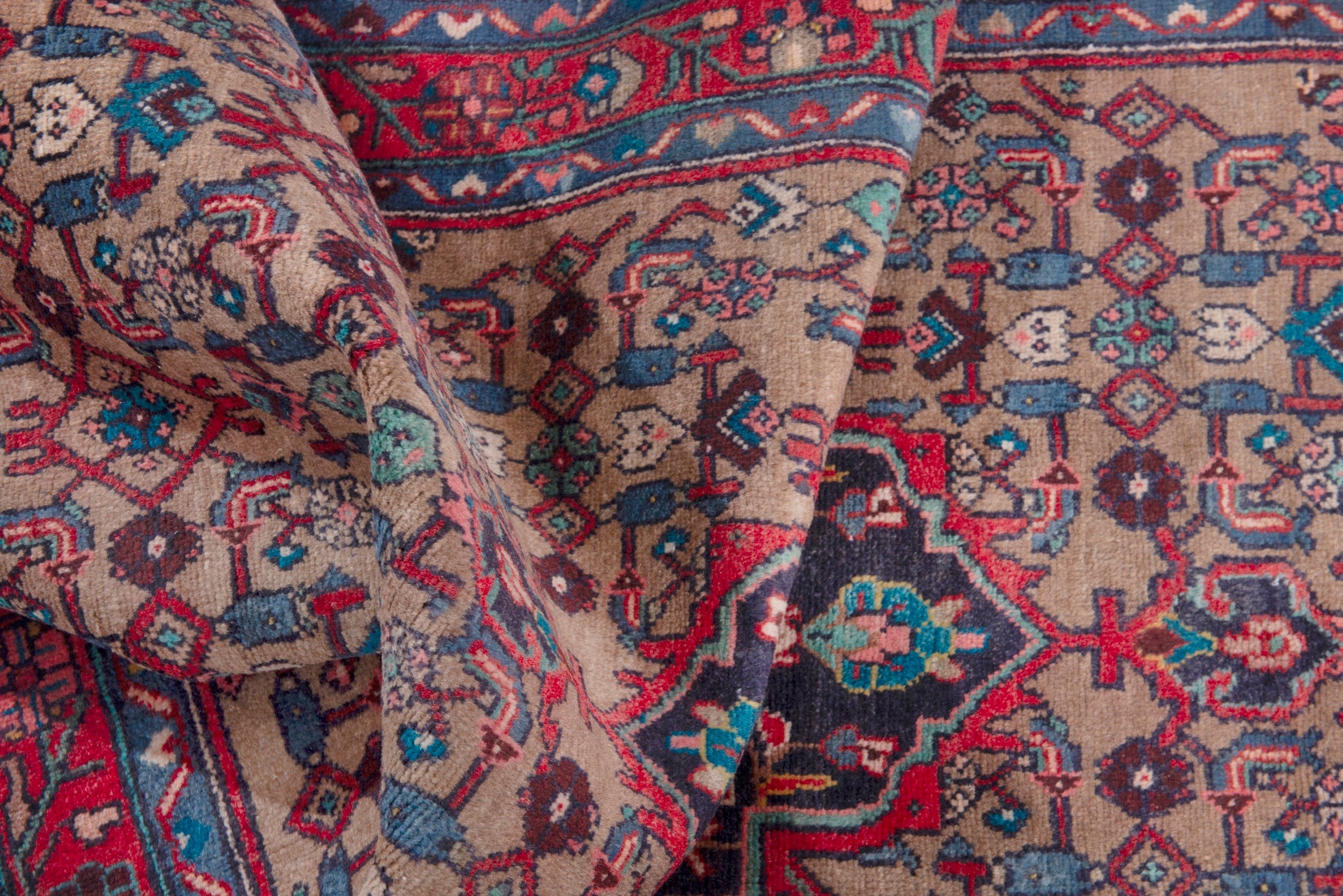 Persian Hamedan runner rug in taupe and faded red, view 17 of 18