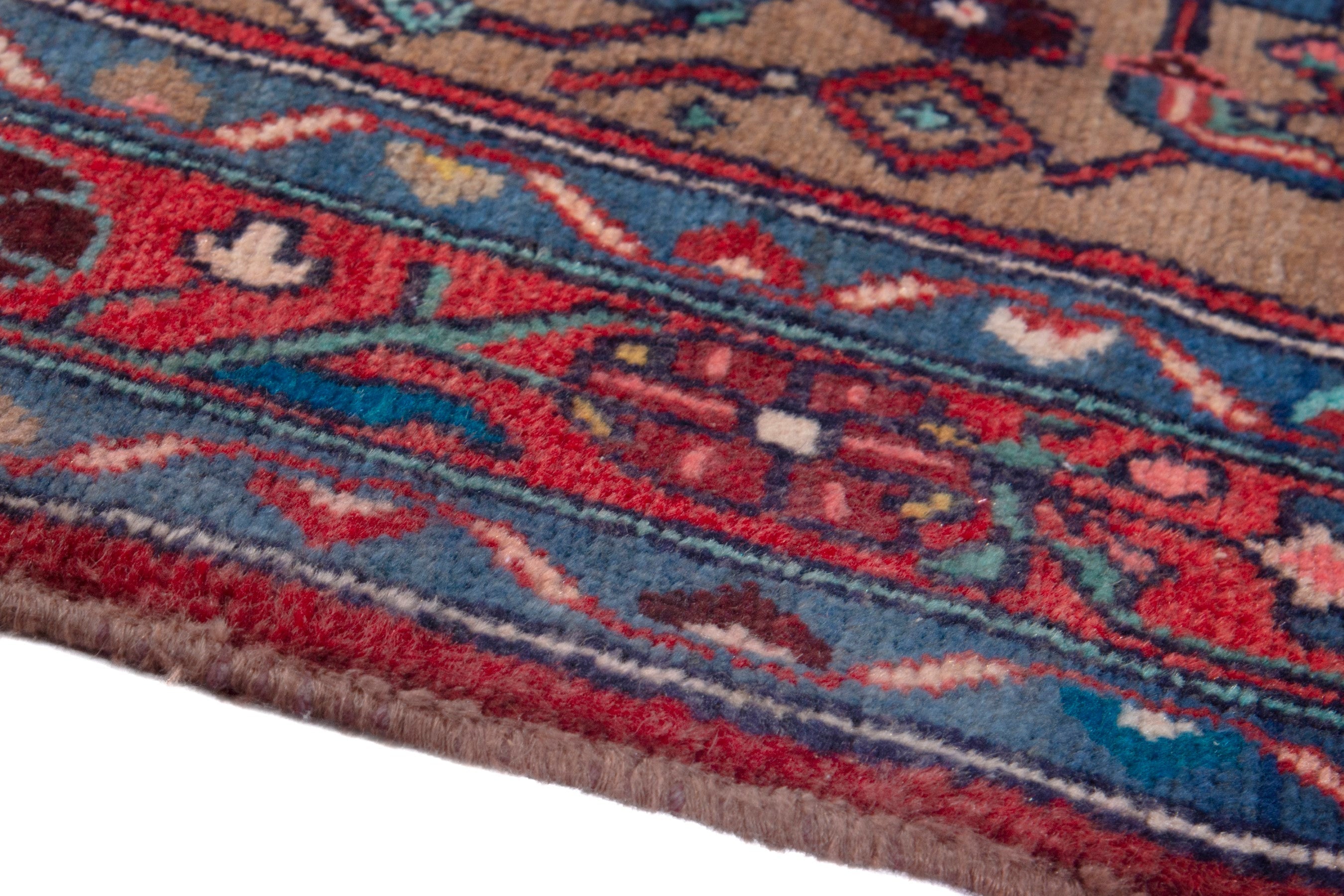 Persian Hamedan runner rug in taupe and faded red, view 8 of 18