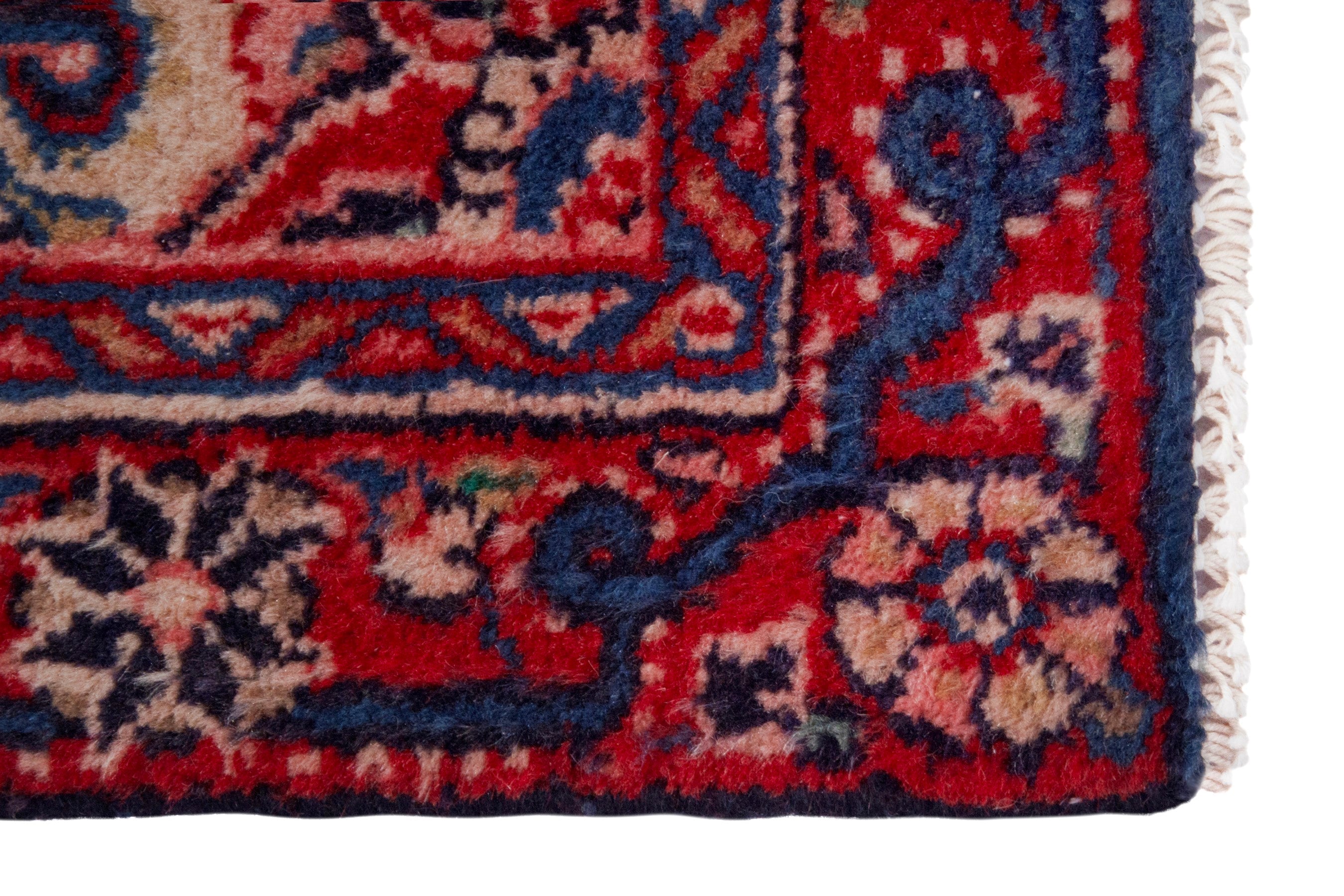 Persian Malayer accent rug in deep indigo and burgundy, view 5 of 7