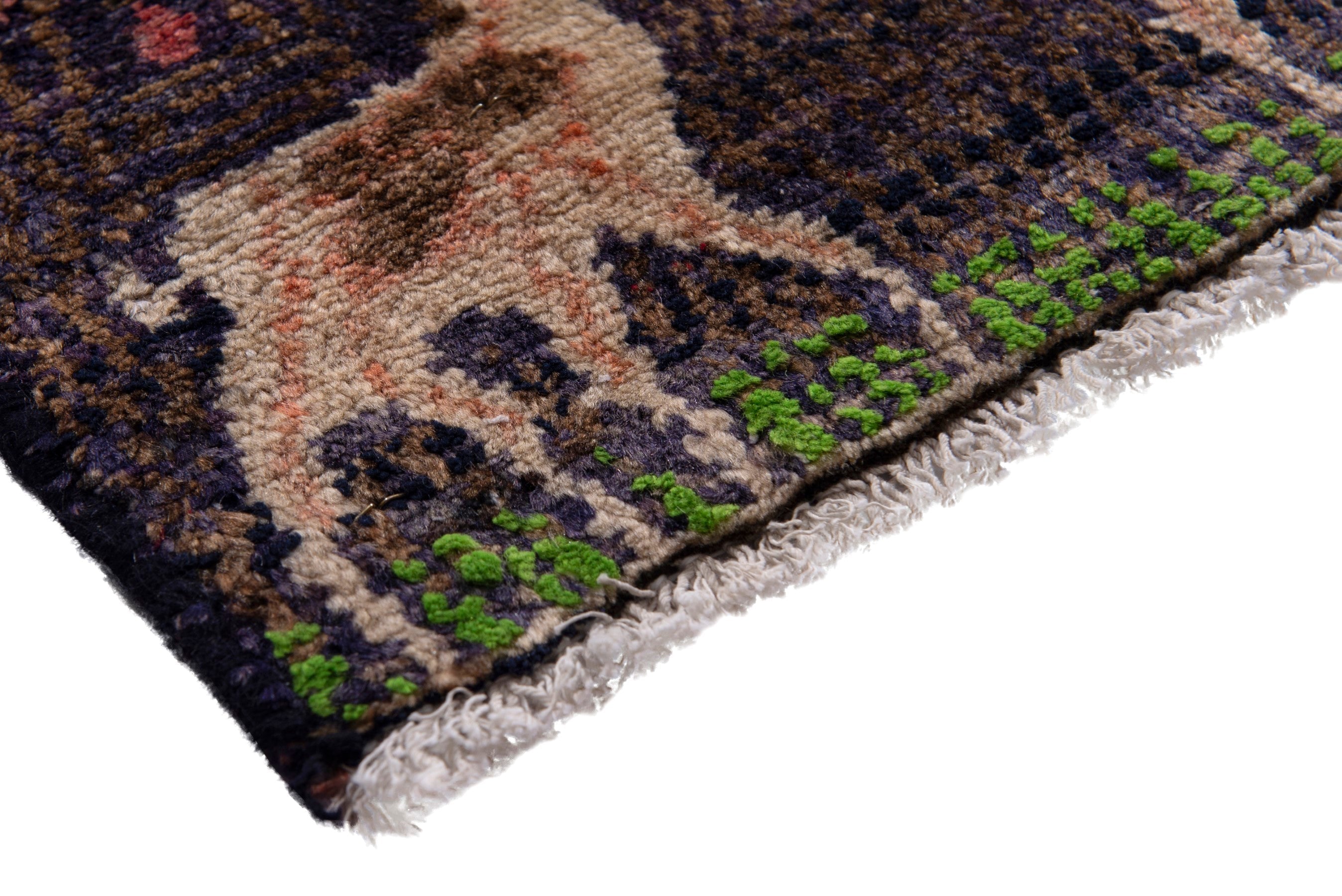 Persian Hamedan accent rug in near-black and cream, view 4 of 7