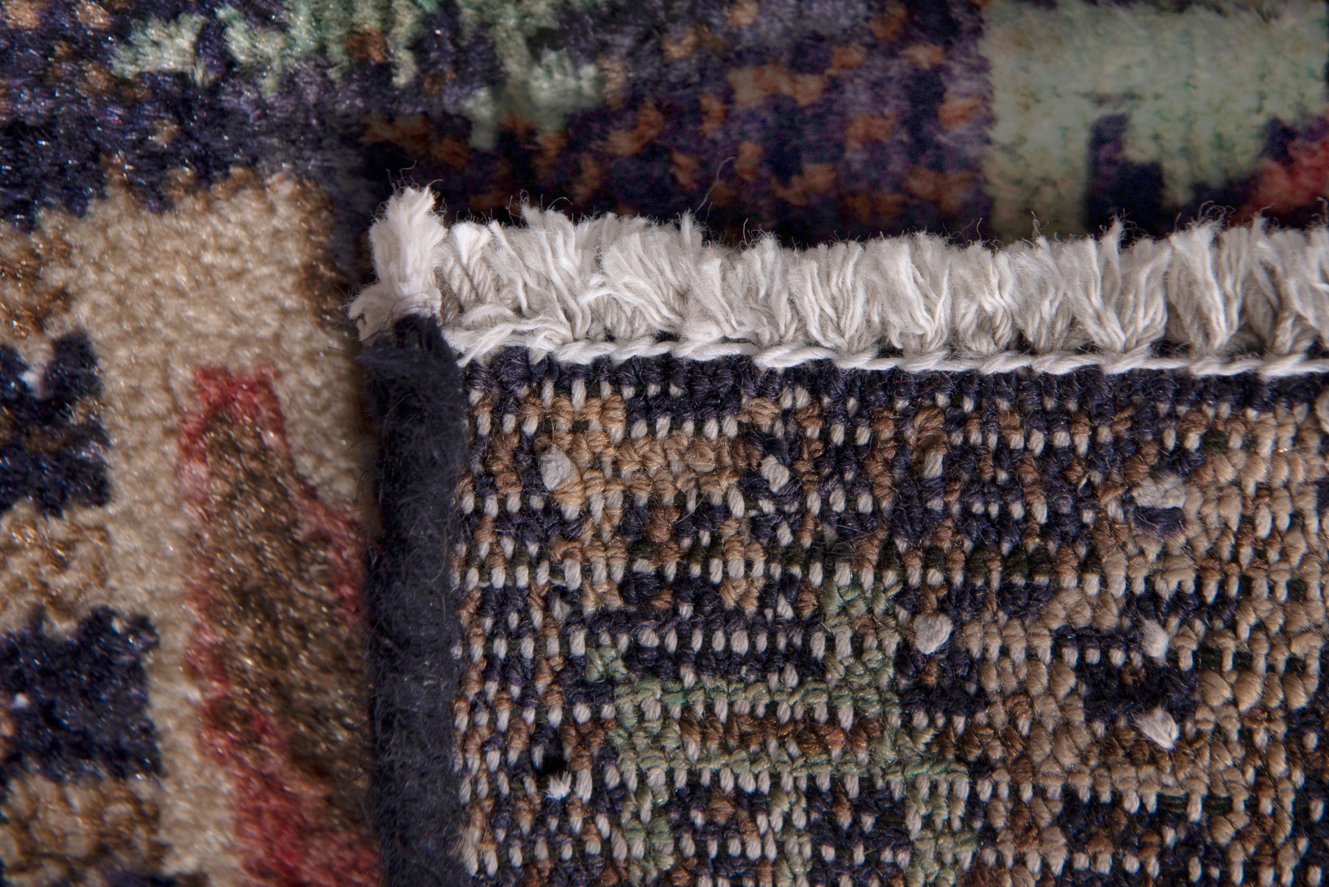 Persian Hamedan accent rug in near-black and cream, view 7 of 7