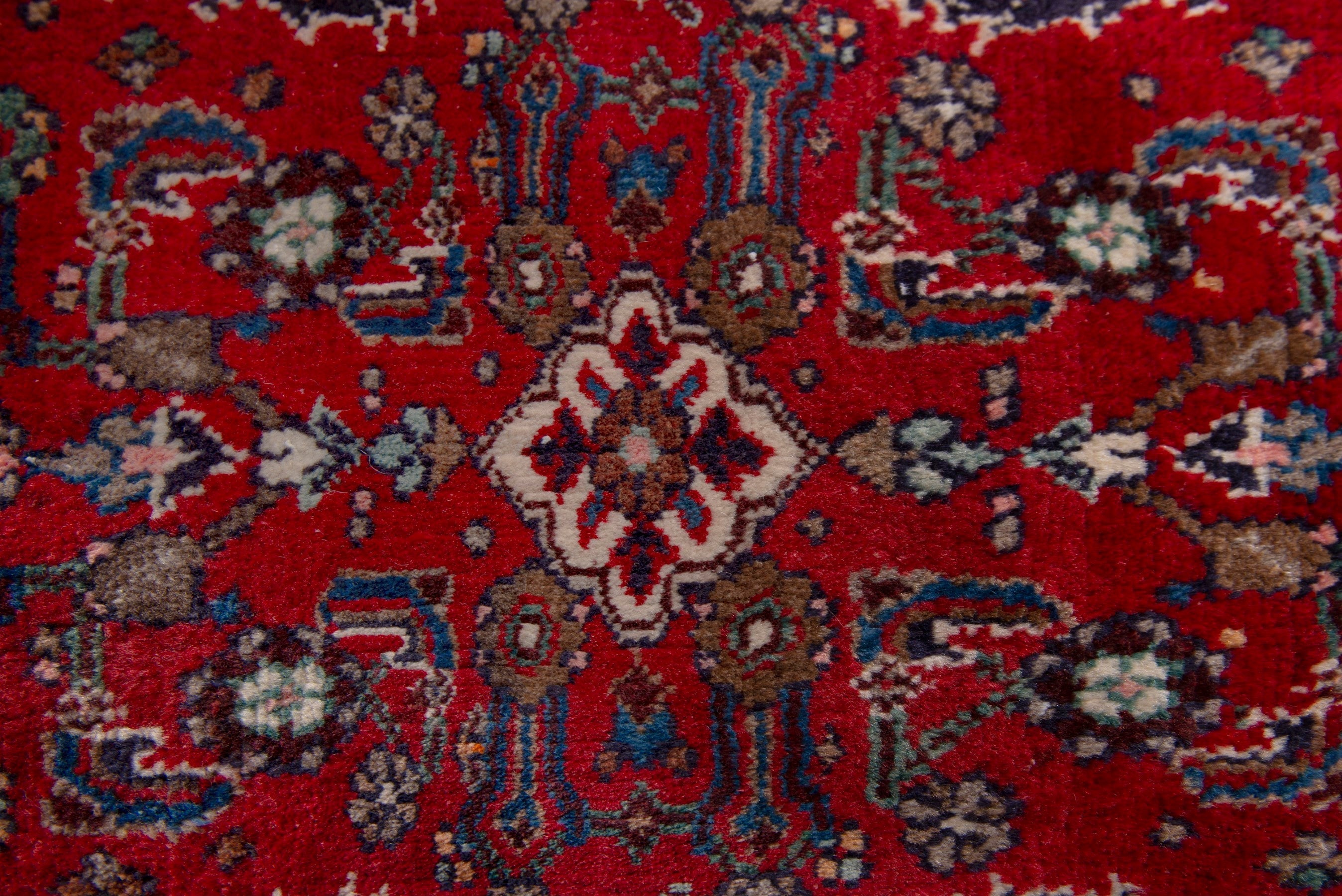 Persian Malayer accent rug in deep red and cream, view 6 of 7