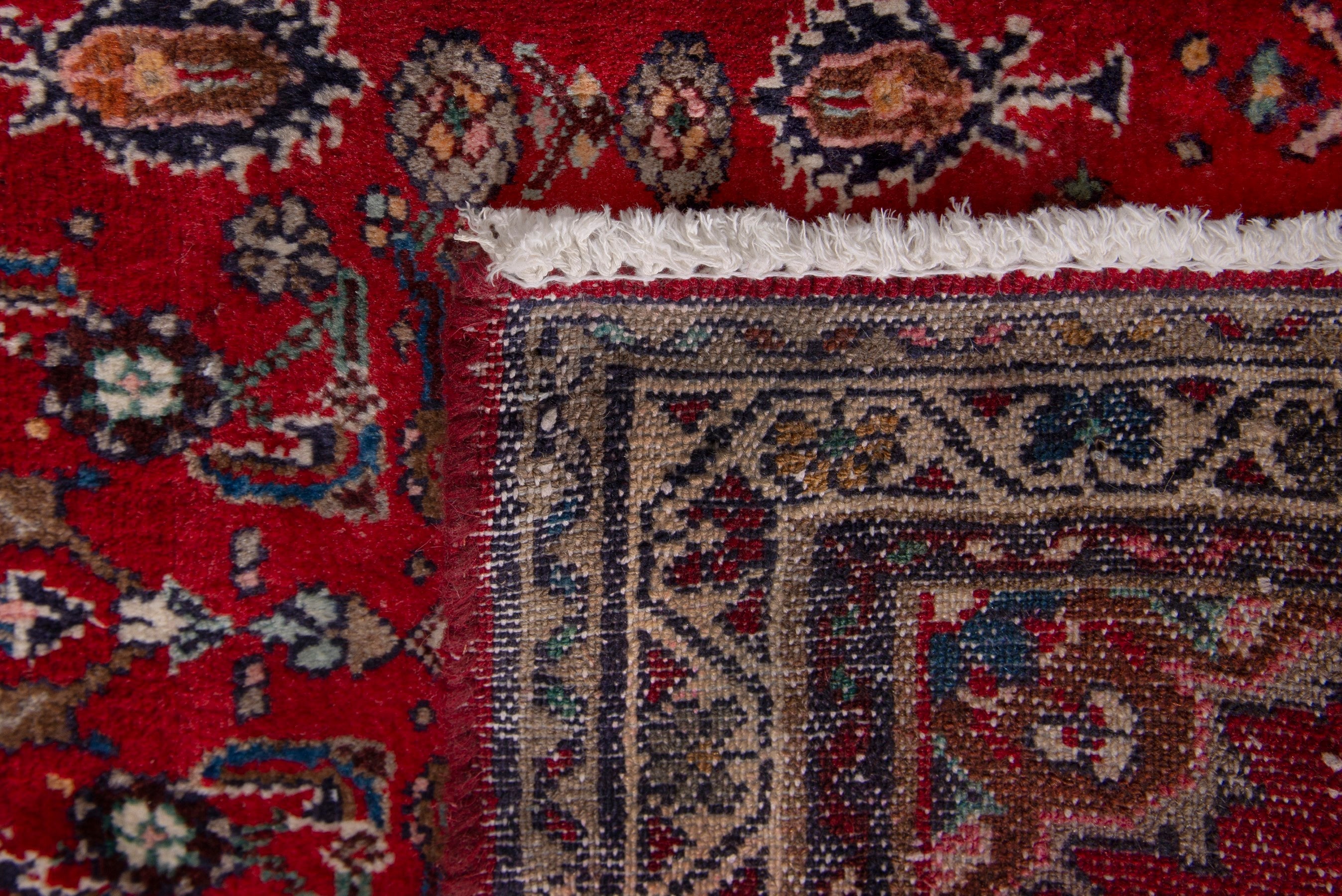 Persian Malayer accent rug in deep red and cream, view 7 of 7