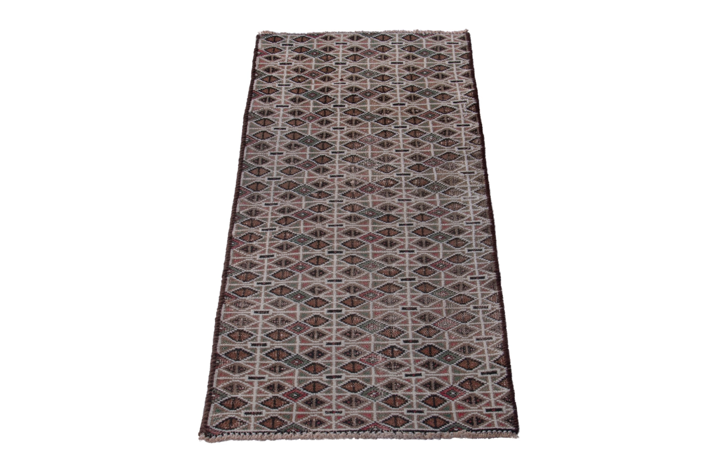 Persian Torkaman accent rug in taupe and stone, view 2 of 7