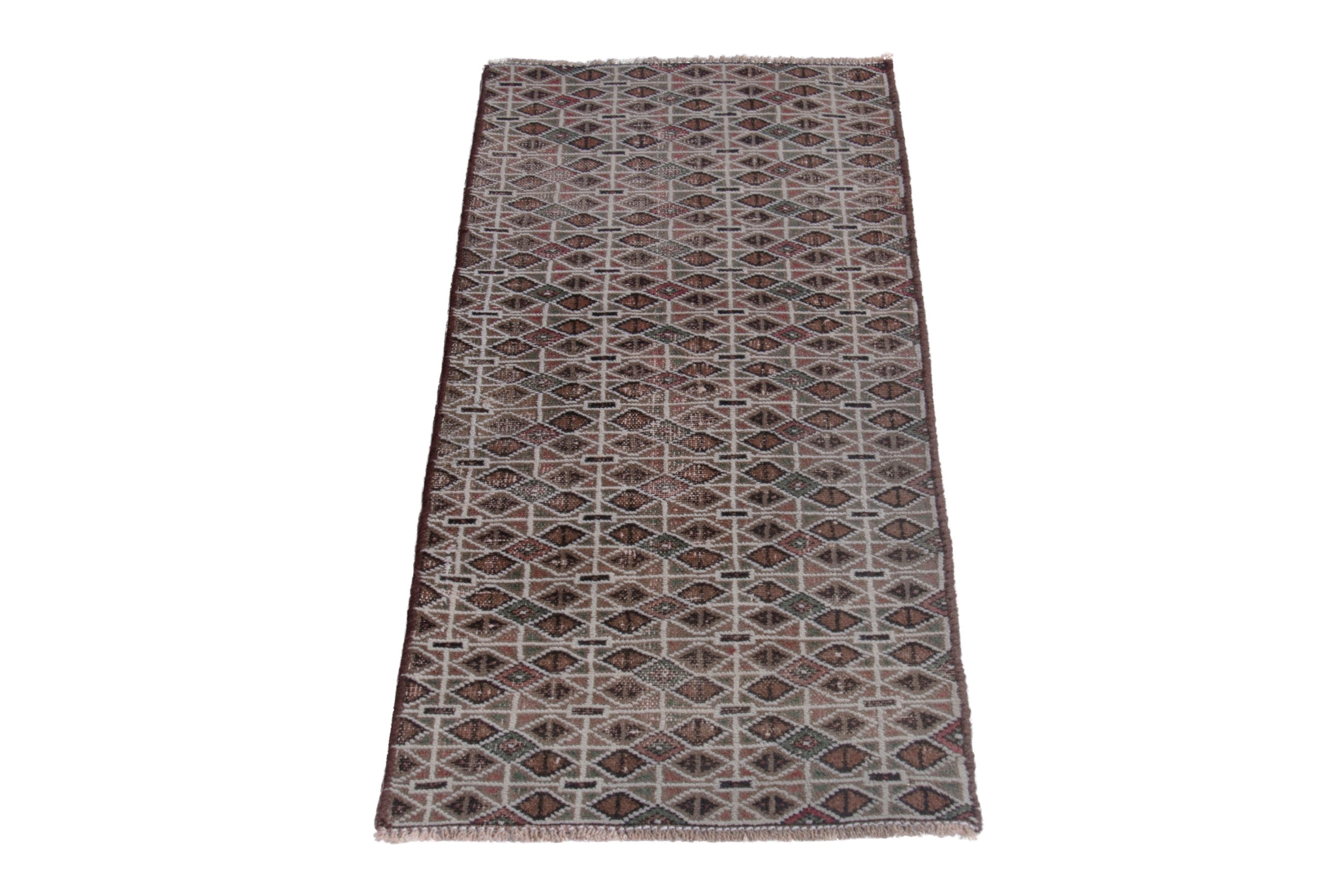 Persian Torkaman accent rug in taupe and stone, view 3 of 7