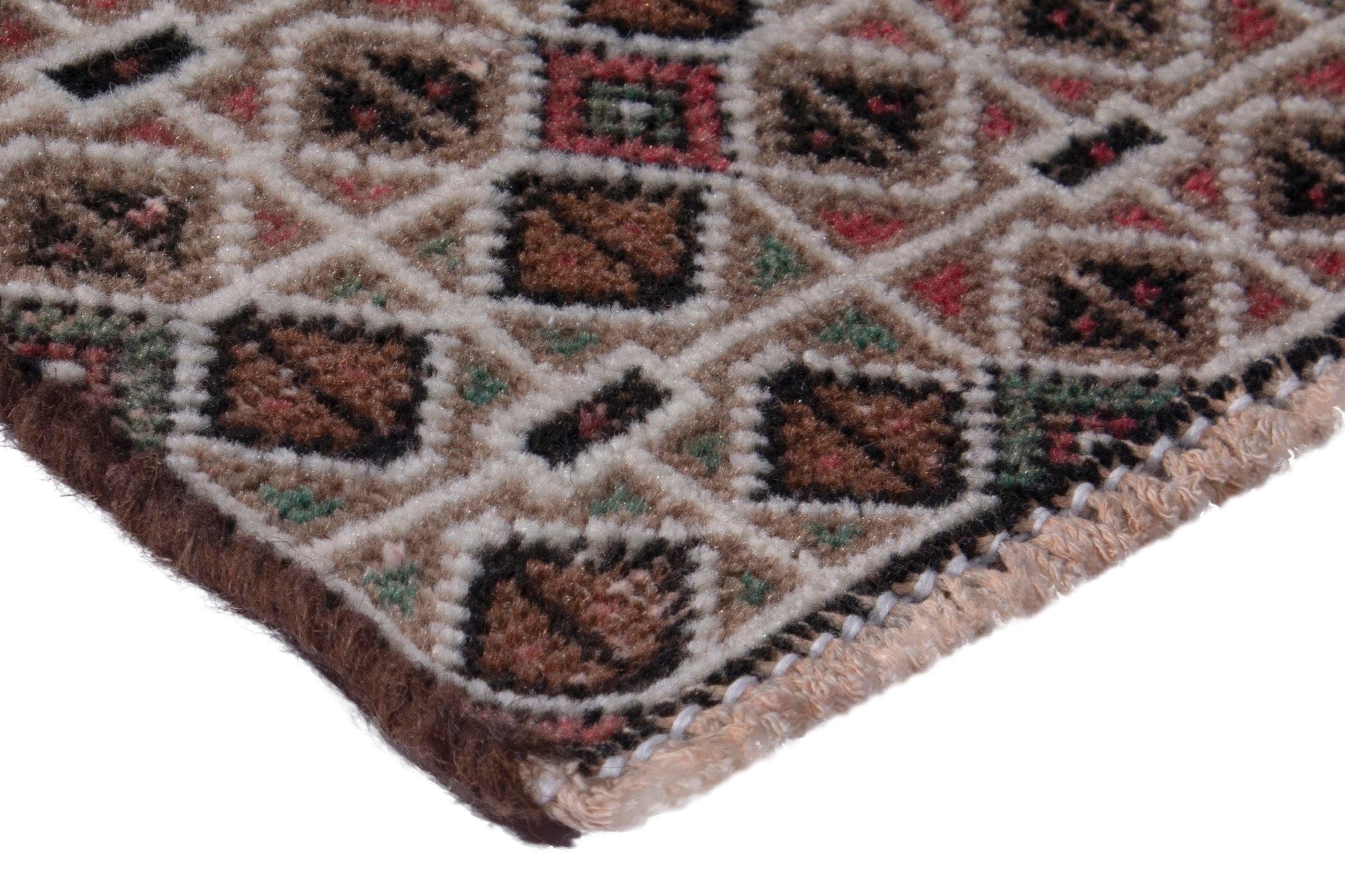 Persian Torkaman accent rug in taupe and stone, view 4 of 7