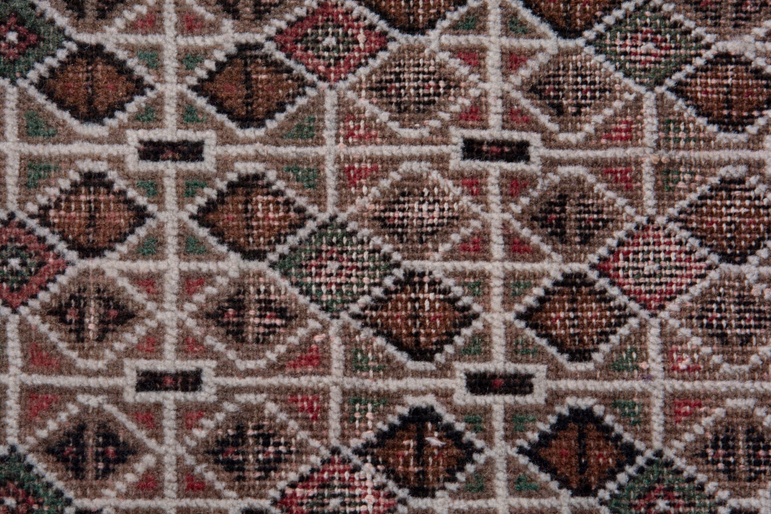 Persian Torkaman accent rug in taupe and stone, view 6 of 7
