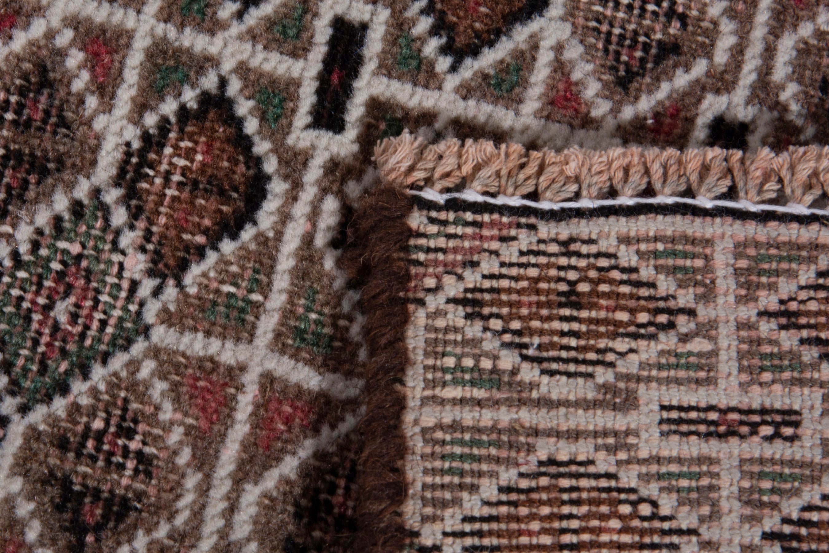 Persian Torkaman accent rug in taupe and stone, view 7 of 7