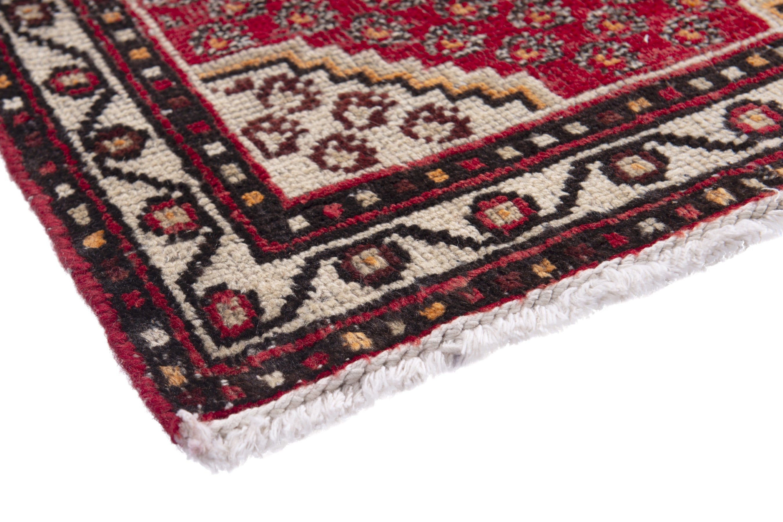 Persian Ferdos accent rug in deep red and cream, view 4 of 7