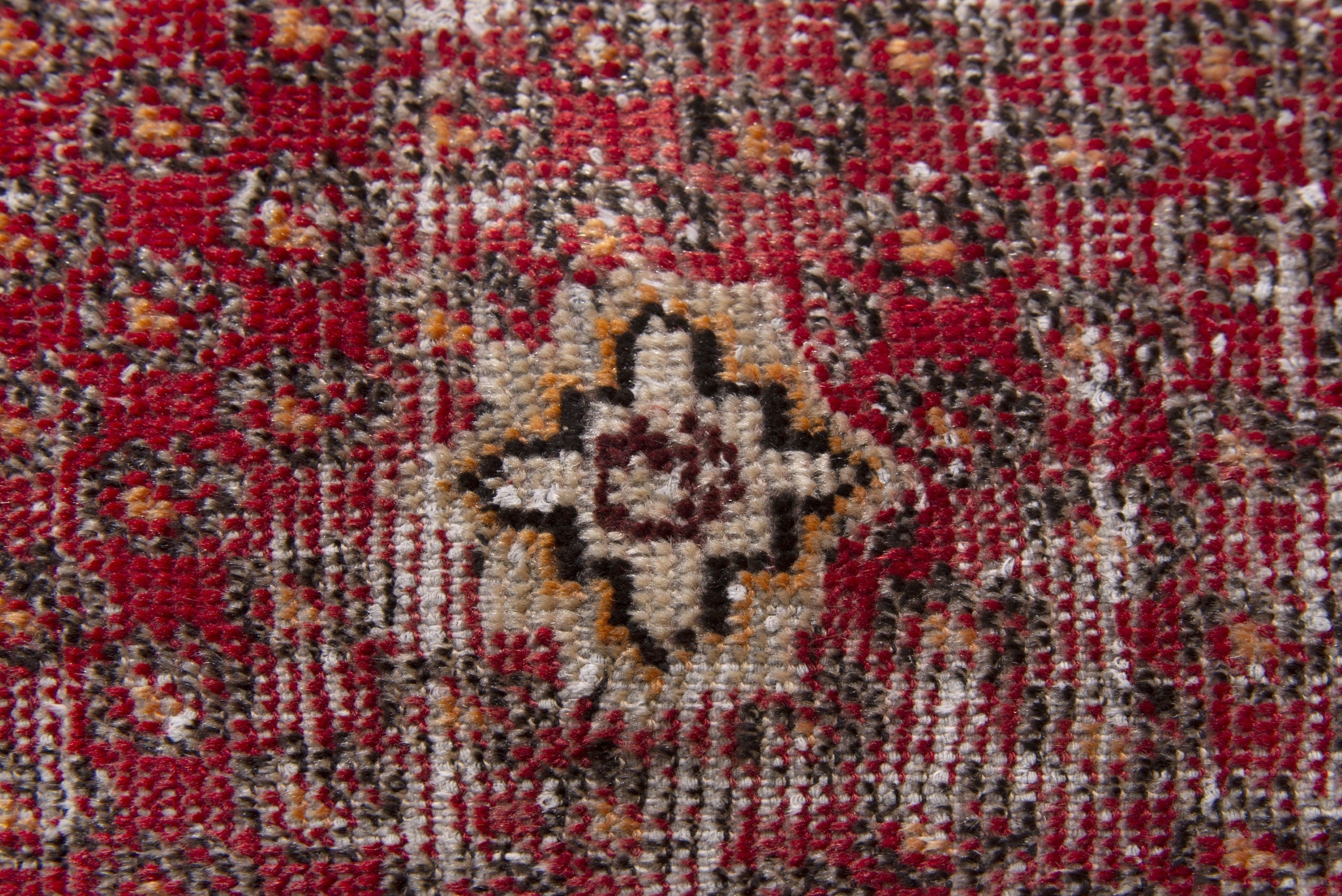Persian Ferdos accent rug in deep red and cream, view 6 of 7