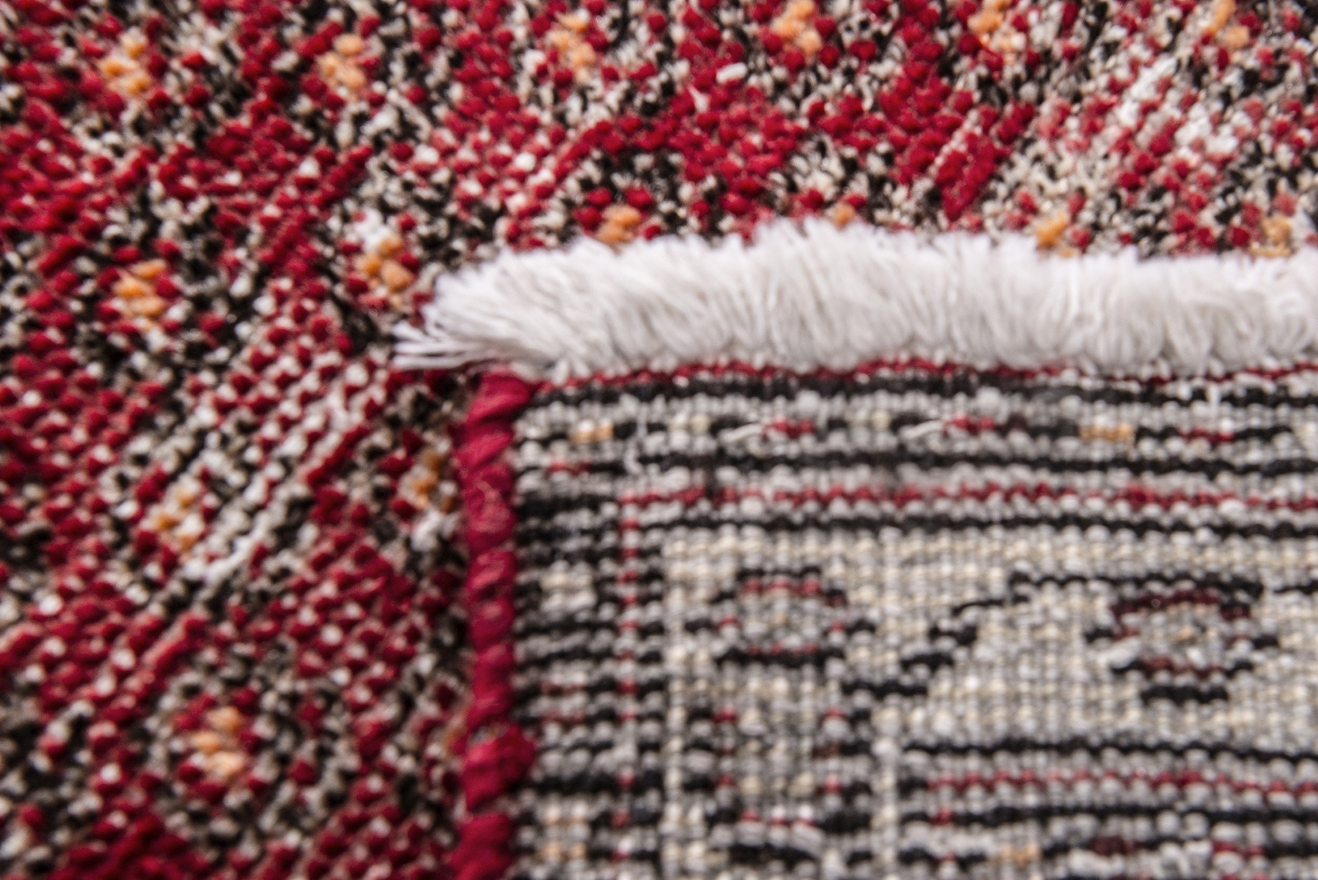 Persian Ferdos accent rug in deep red and cream, view 7 of 7