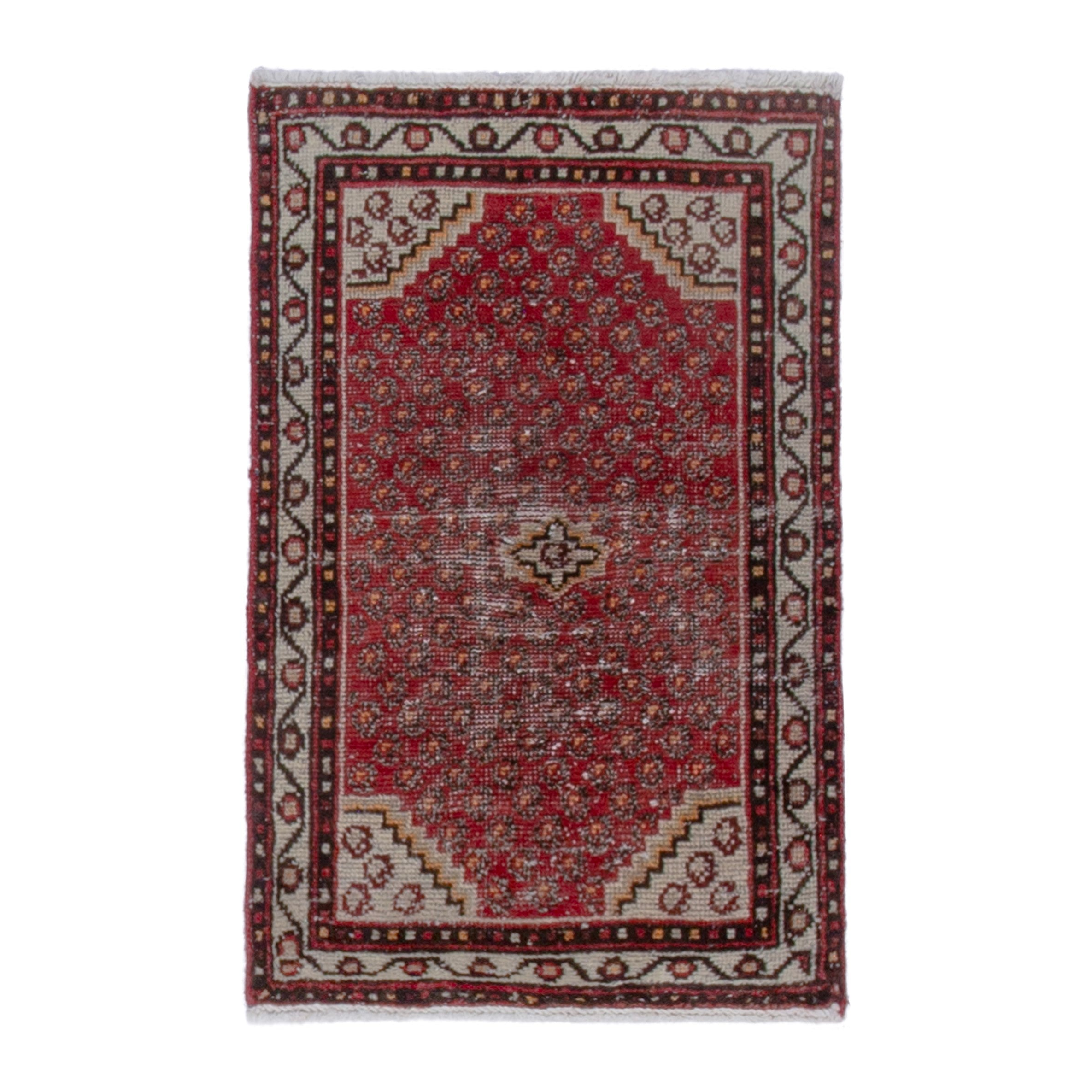 Persian Ferdos accent rug in deep red and cream, 2' x 3'3"