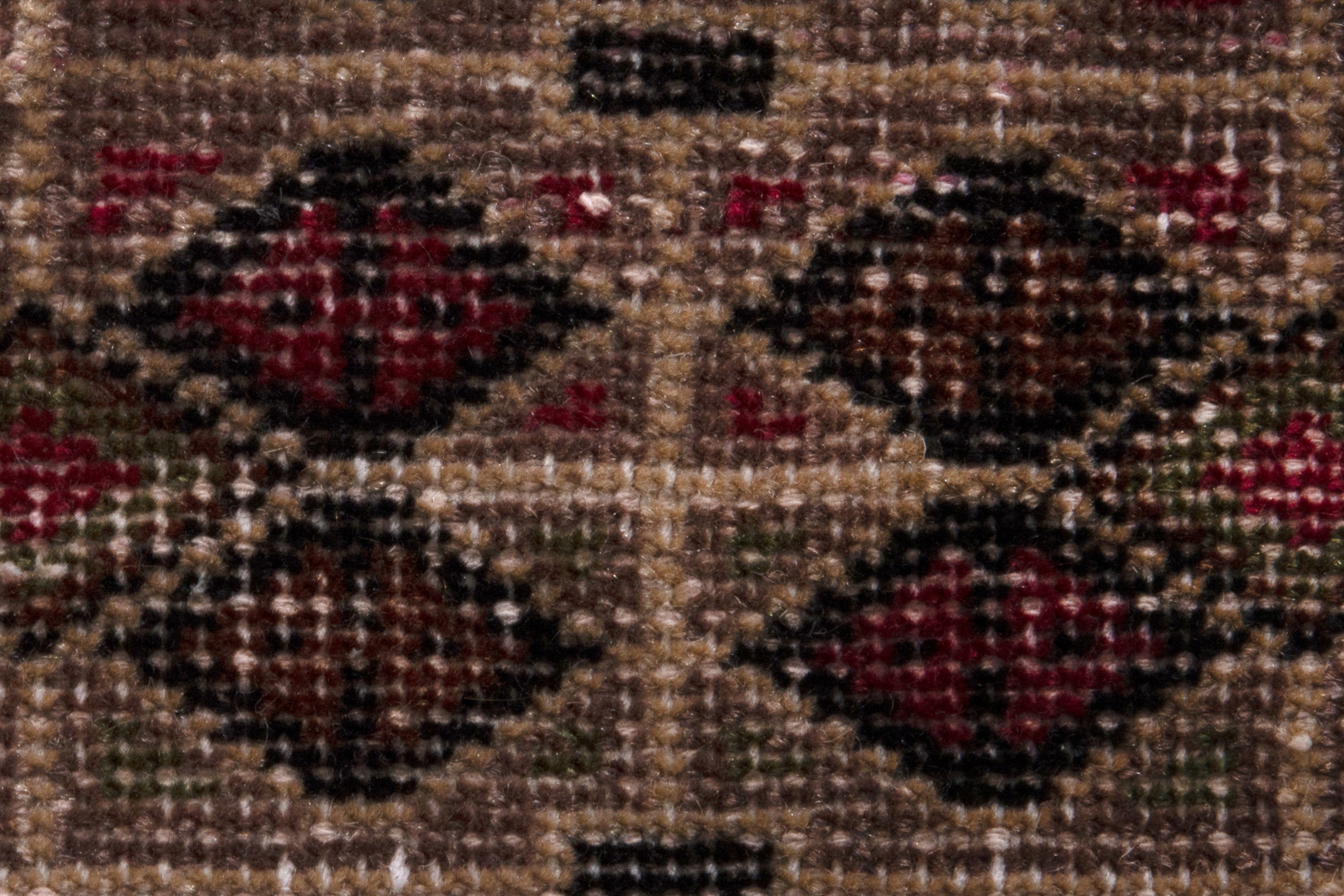 Persian Torkaman accent rug in cream and burgundy, view 11 of 17