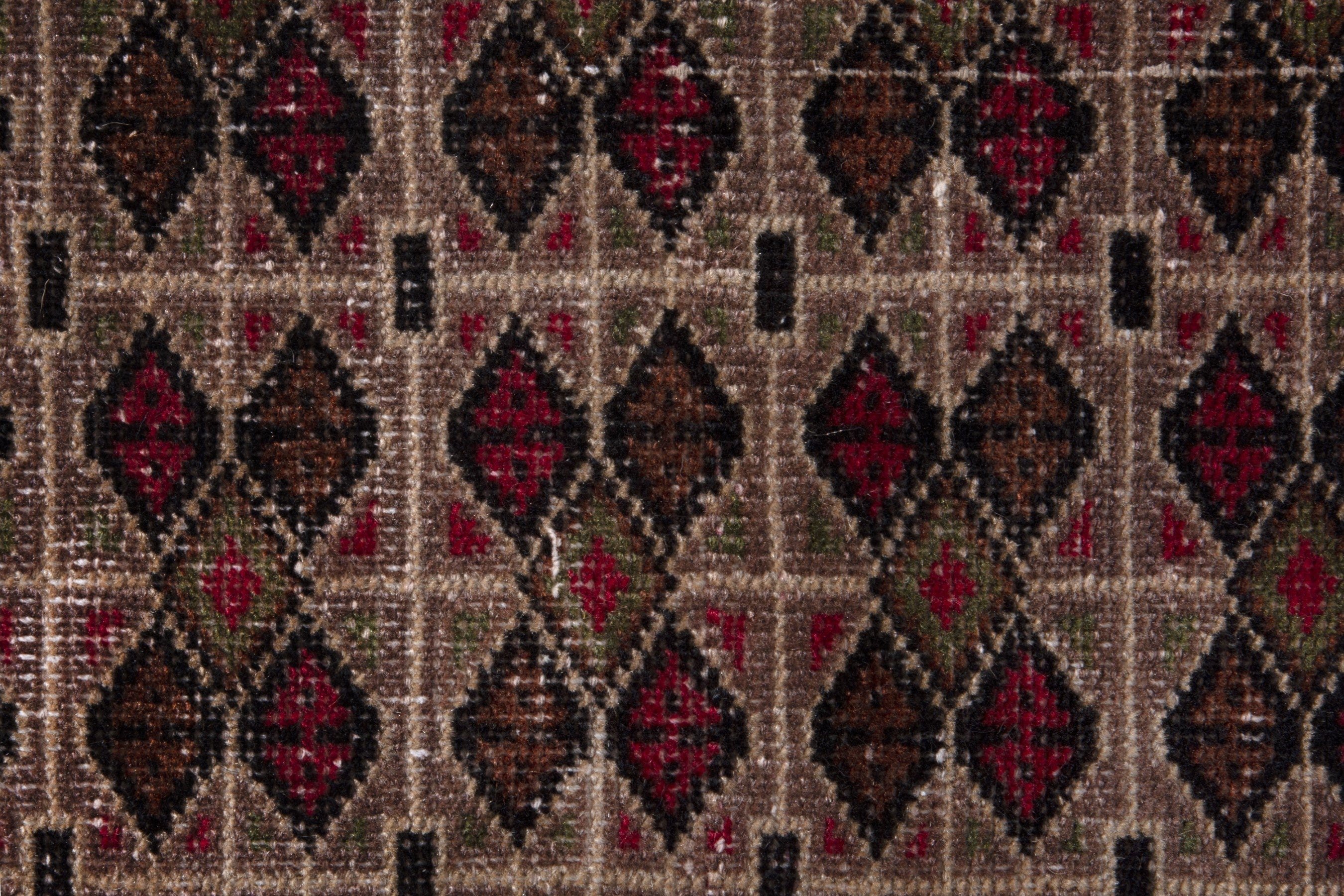 Persian Torkaman accent rug in cream and burgundy, view 12 of 17