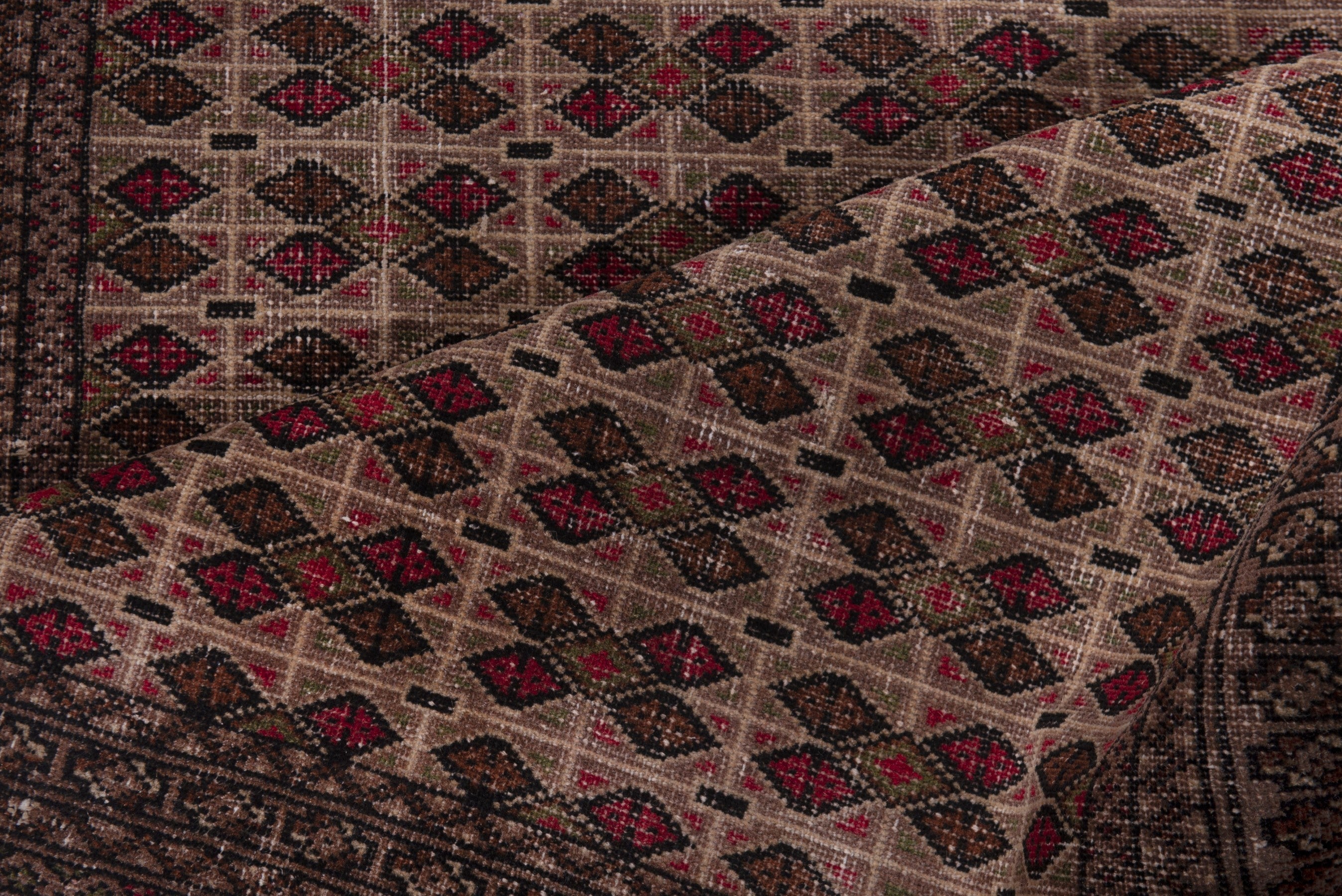 Persian Torkaman accent rug in cream and burgundy, view 14 of 17