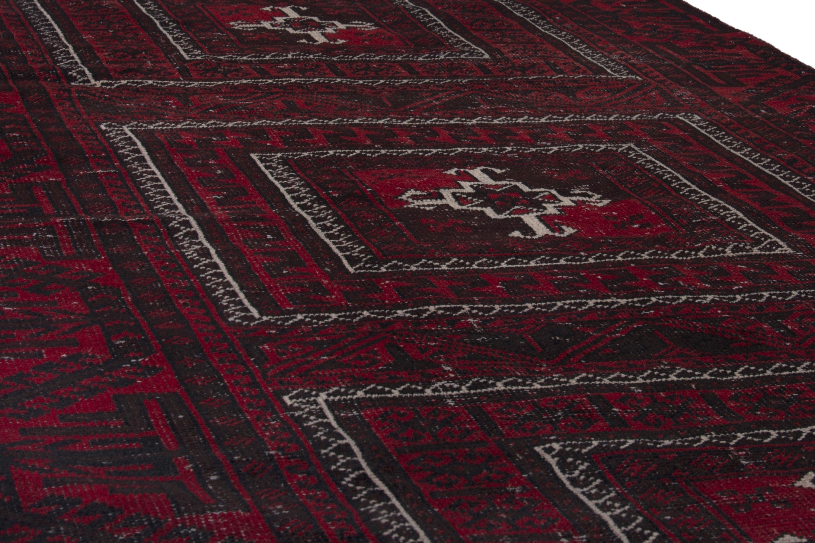 Persian Baluch runner rug in burgundy and deep red, view 10 of 17