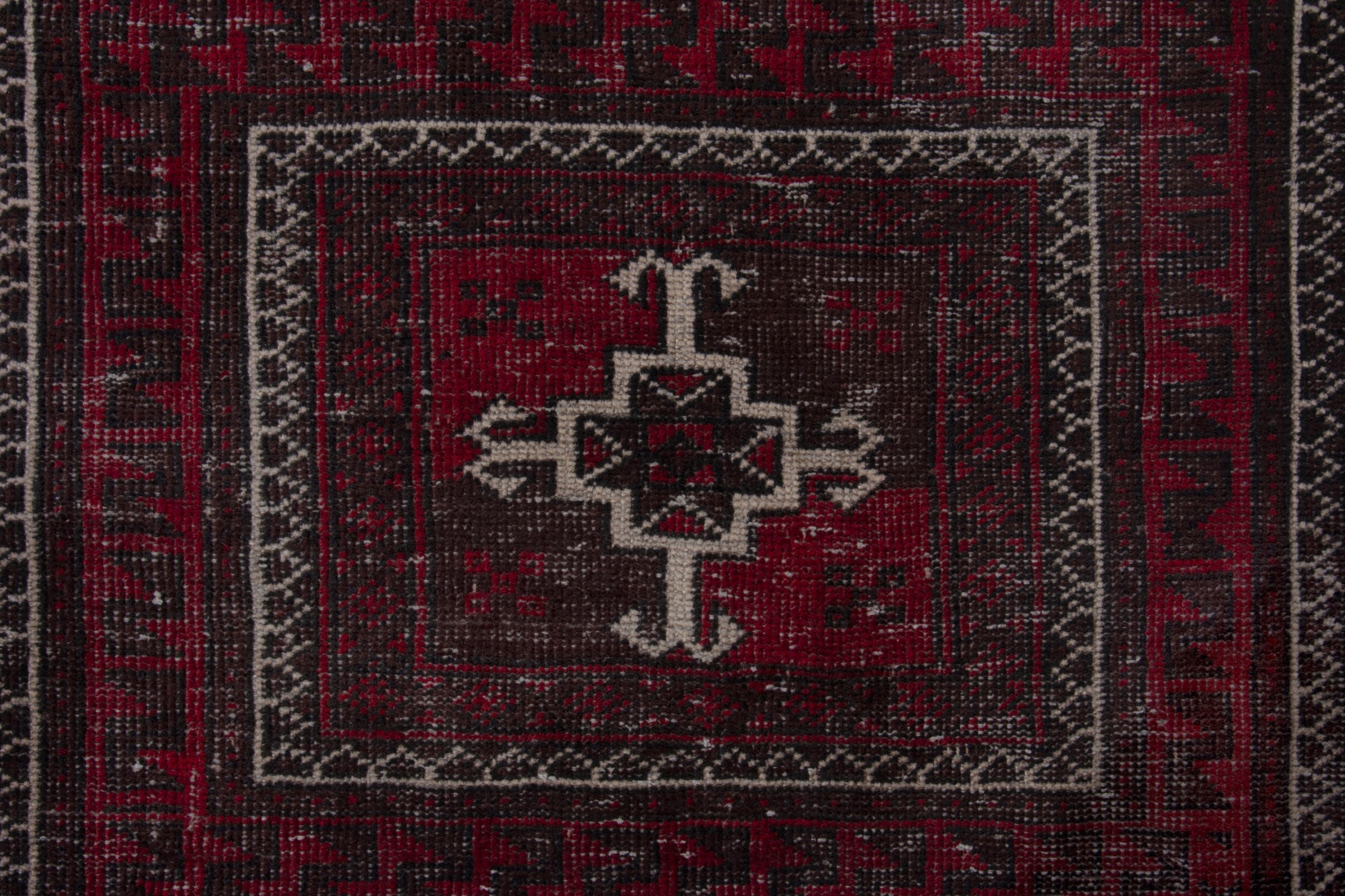Persian Baluch runner rug in burgundy and deep red, view 11 of 17