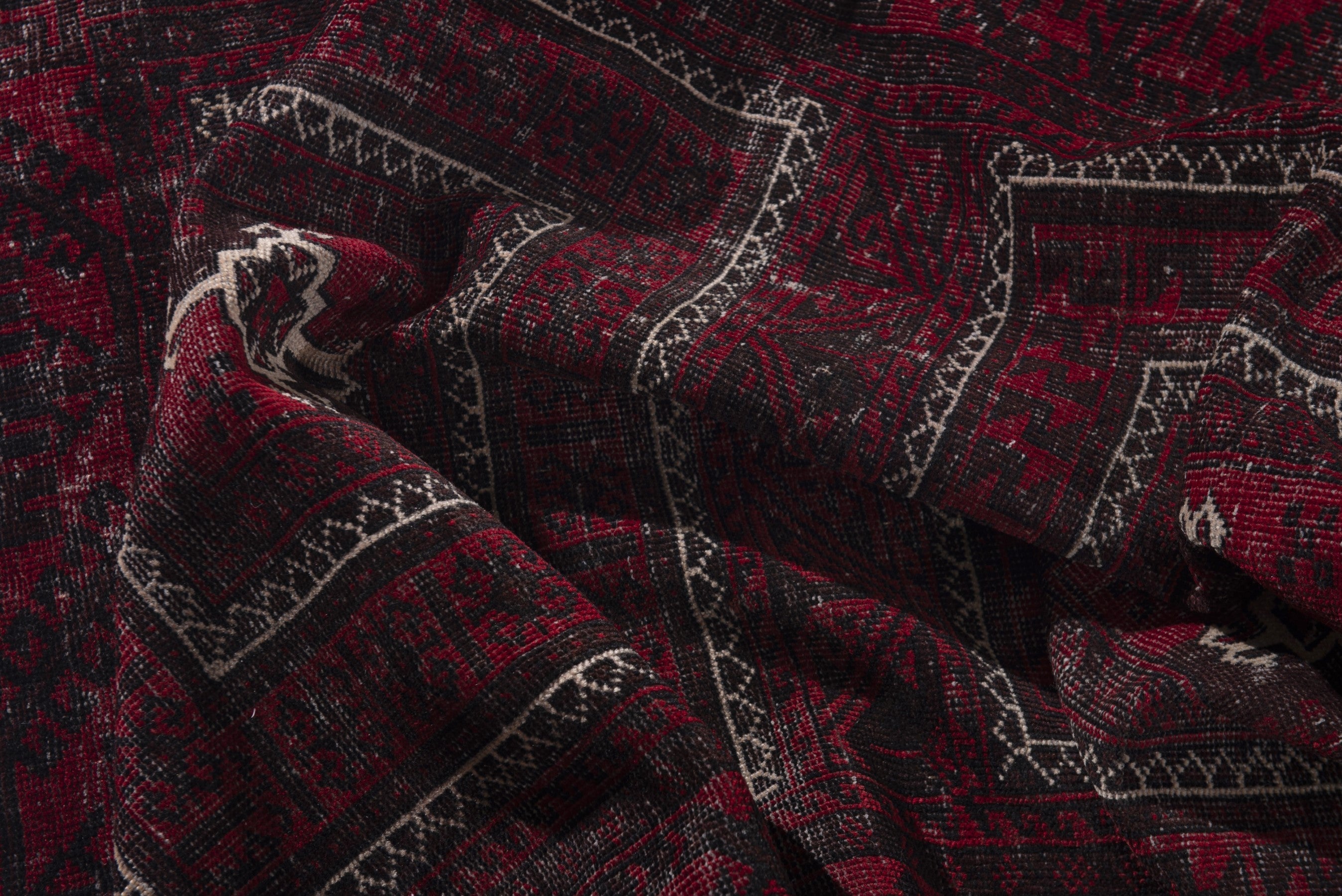 Persian Baluch runner rug in burgundy and deep red, view 15 of 17